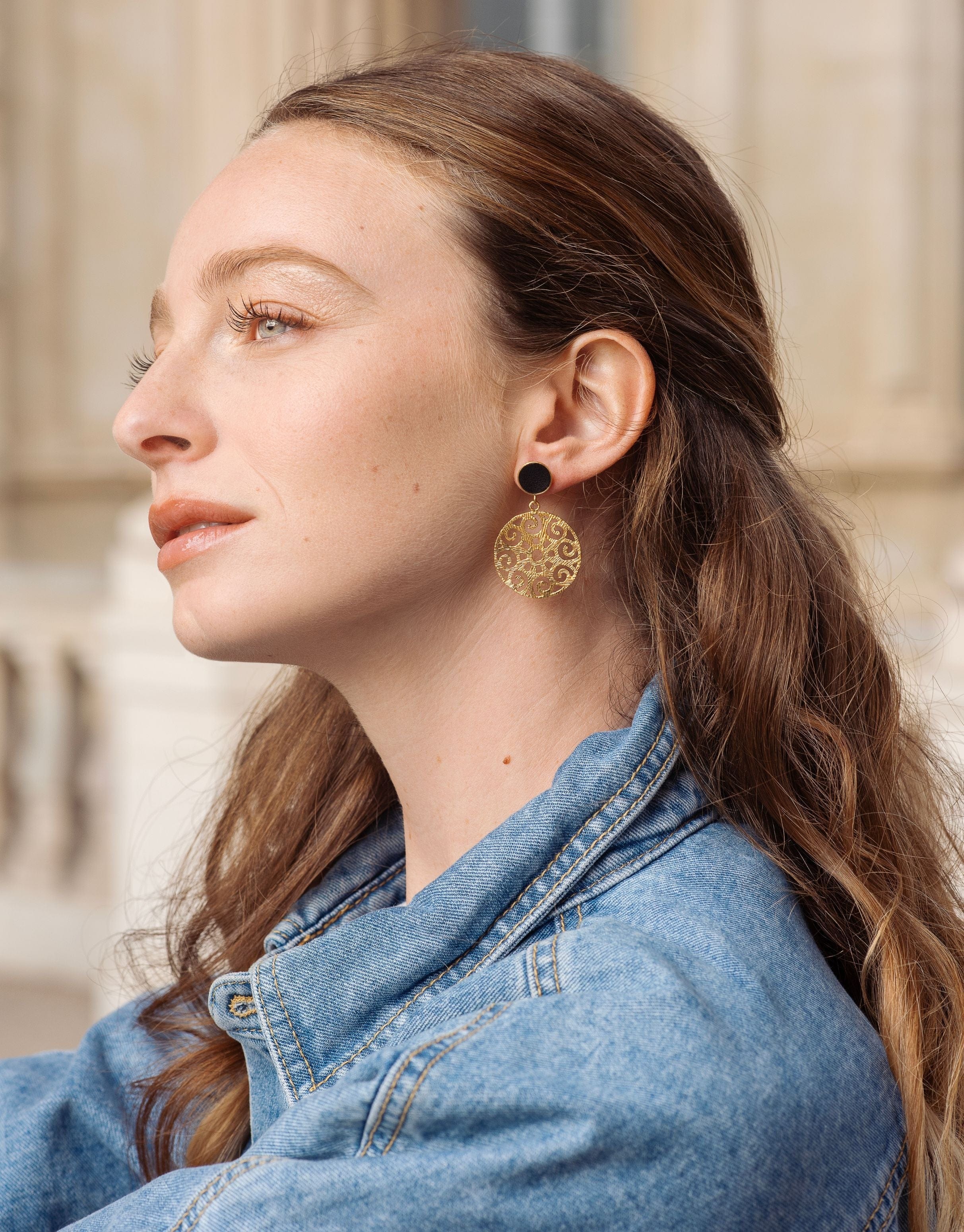 24K Gold Plated Black Stud Earrings for Women - Elegant & Hypoallergenic Jewelry for Daily Wear, Parties & Gifts