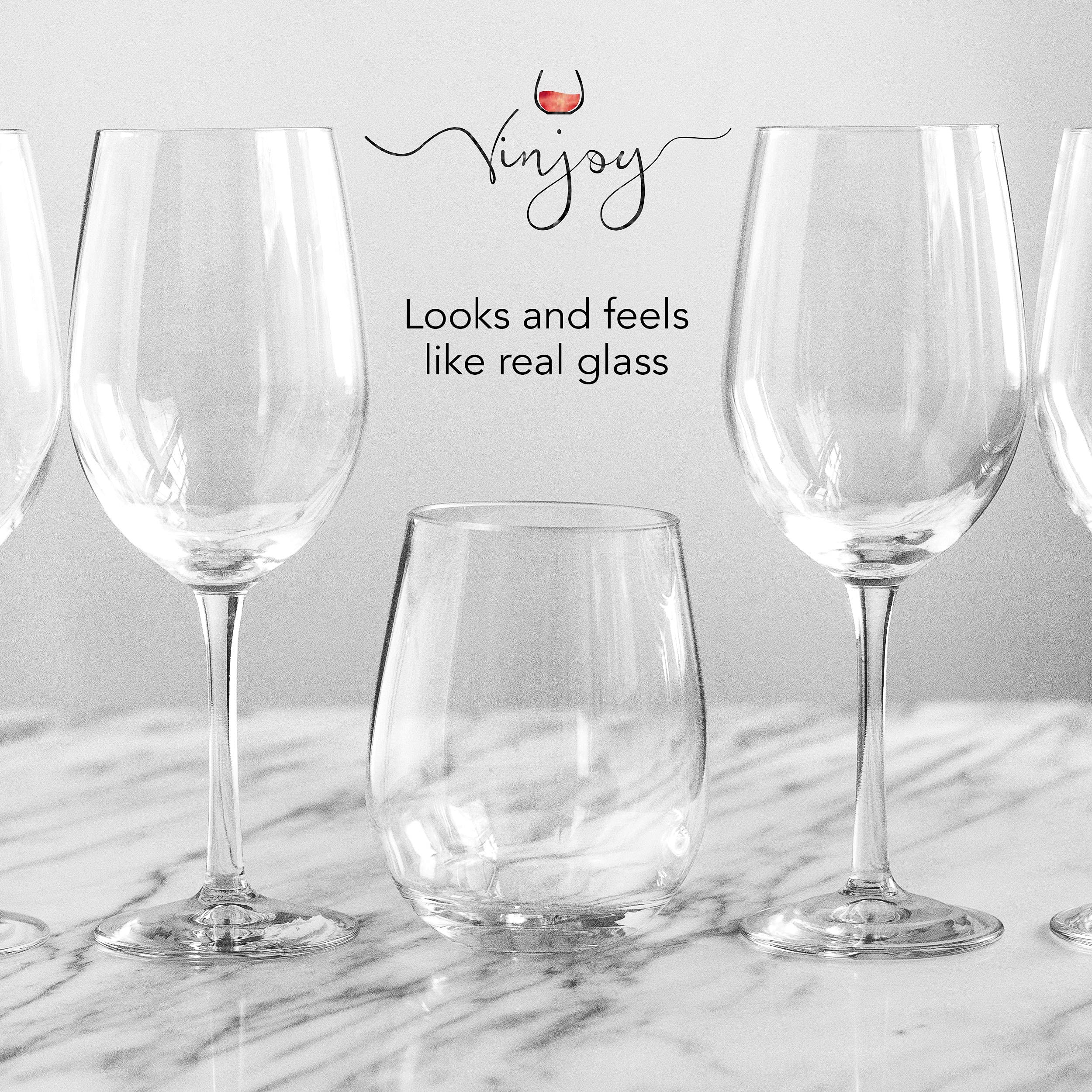 **Unbreakable 16oz Stemless Plastic Wine Glasses (Set of 16) - Shatterproof Tritan Cups for Indoor & Outdoor Parties, Picnics, BBQs - Dishwasher Safe, Durable & Reusable Barware - Red & White**