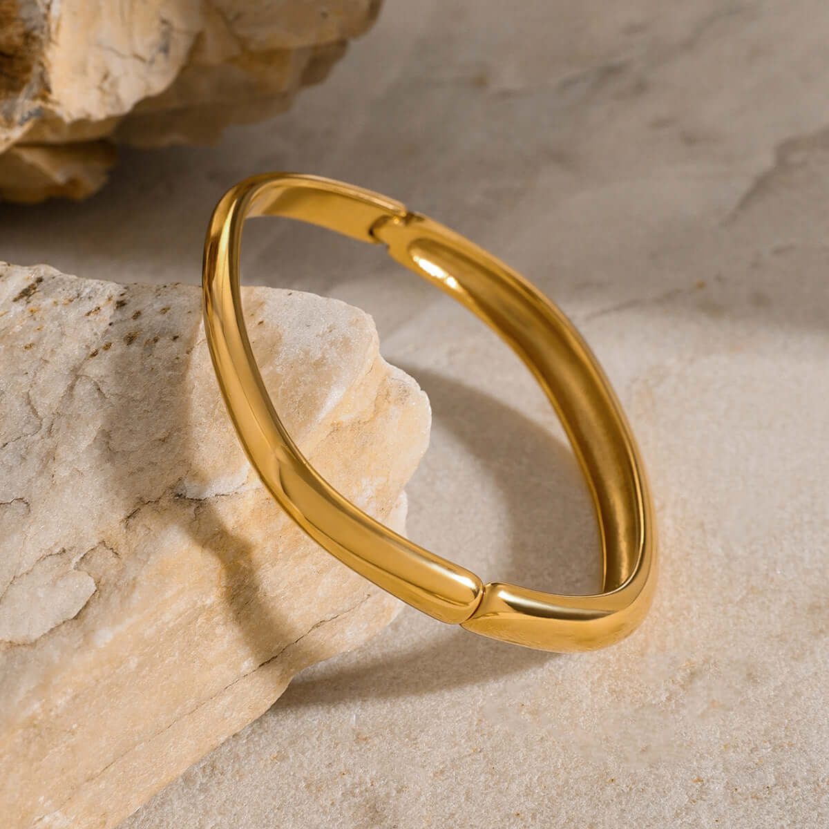 Minimalist Square Plain Buckle Bangle Bracelet for Women - Simple Elegant Gold Silver Jewelry Gift | JDB033 | Perfect for Everyday Wear, Office & Special Occasions