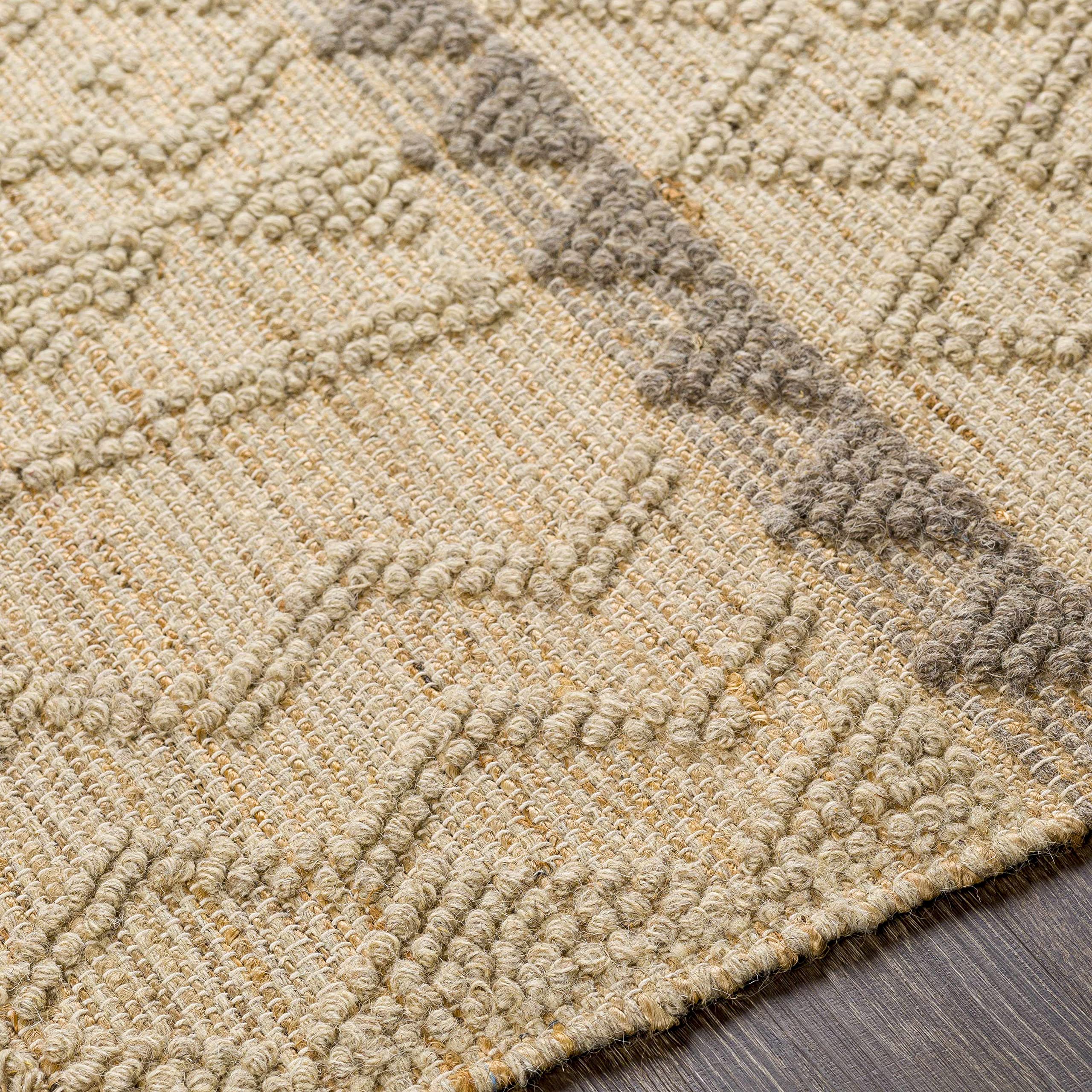 Bohemian Transitional Jute Area Rug 2' x 3' - Tan & Gray Handwoven Natural Fiber Rug for Living Room, Bedroom & Home Decor - Eco-Friendly Floor Mat for Cozy Boho Chic Spaces