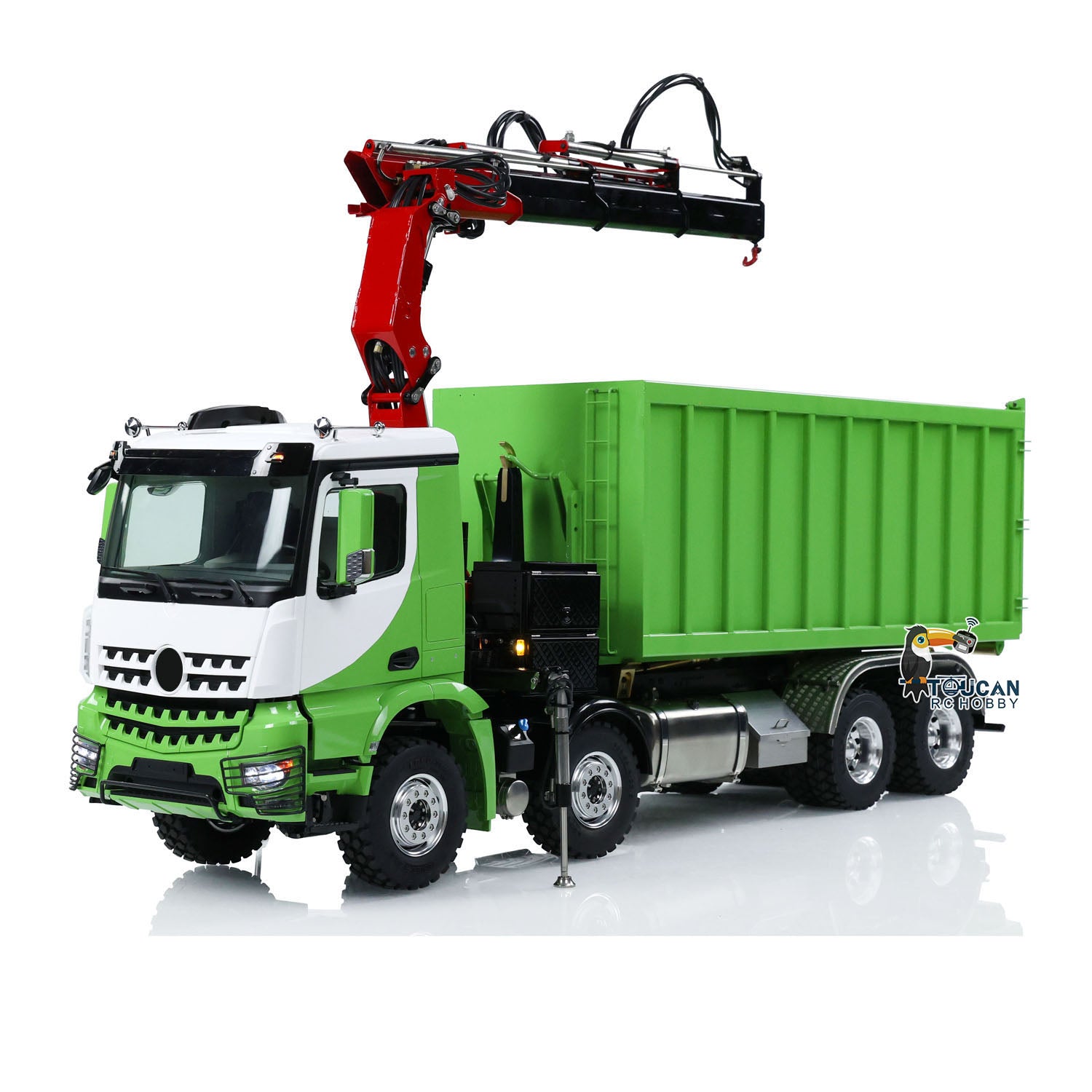 1/14 Scale Metal LESU RC Hydraulic Crane Dump Truck 8x8 RTR Model - 3348 Dumper Waste Bin with PL18EV Remote Controller & 2-Speed Gearbox | Construction Site, Mining, Waste Management Toy Vehicle for Adults & Kids