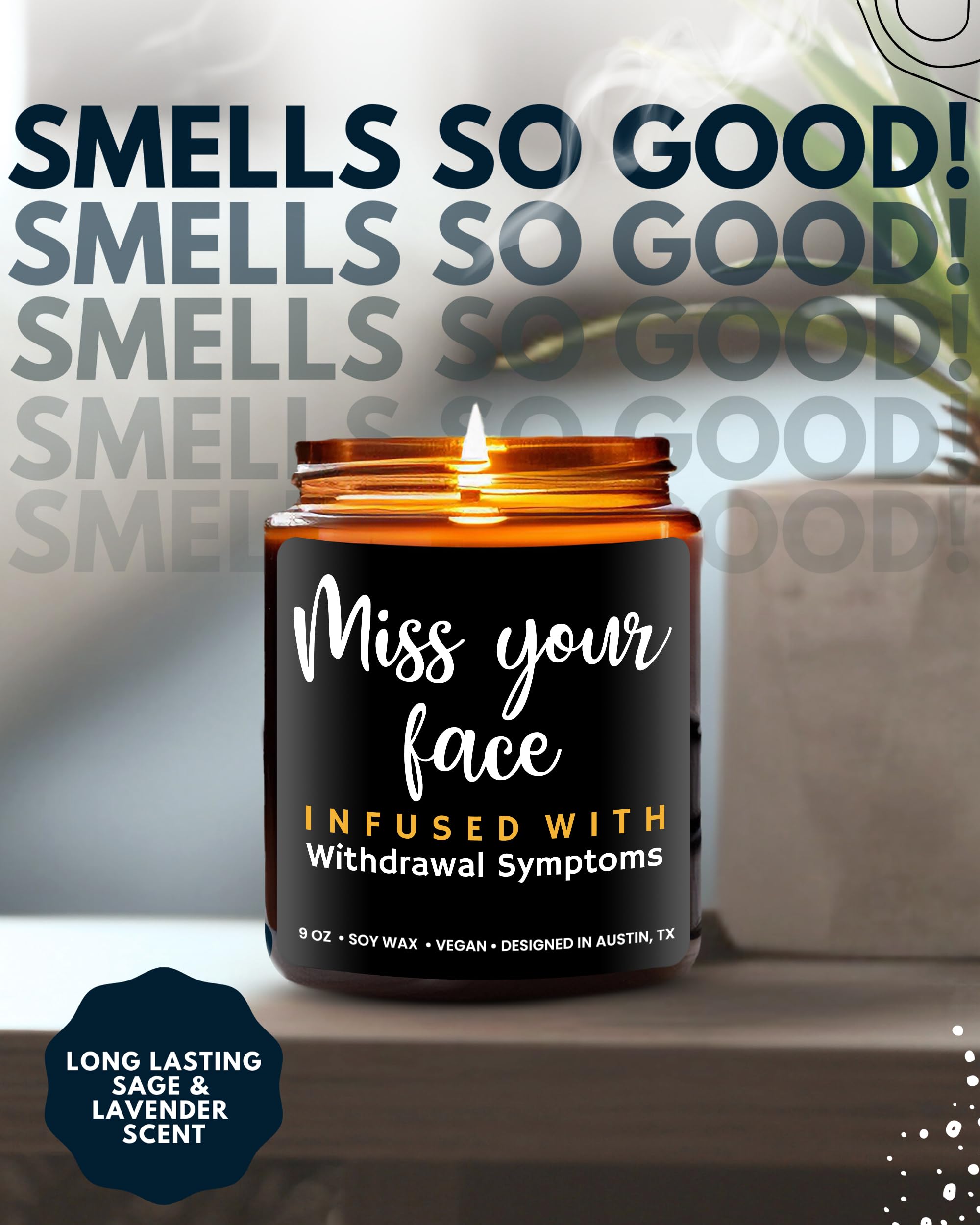 Funny Friendship Candle Gift - 'I Miss Your Face' Scented Candle for Women & Men | Unique Humorous Gift for Best Friends, Birthday Present | Perfect for Home Decor, Relaxation & Friendship Celebrations