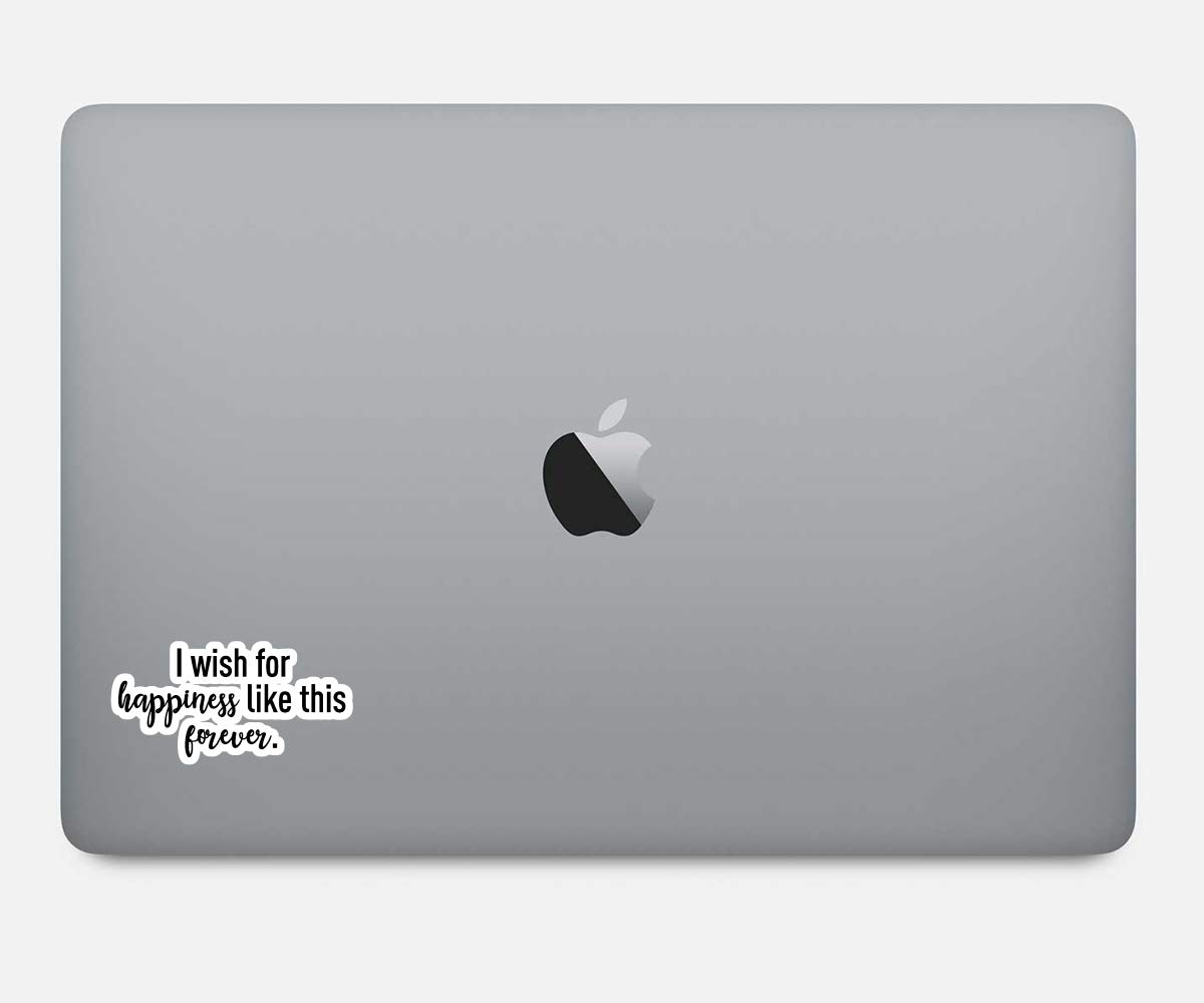 Inspirational 'I Wish for Happiness Like This Forever' Vinyl Stickers (4 Pack) - Motivational Quote Decals for Laptop, Phone, Tablet - 2.5 Inch Waterproof Stickers - Perfect for Journals, Notebooks & Water Bottles