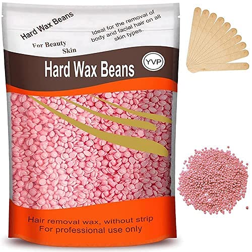 MISSLOOK Hard Wax Beans for Hair Removal - 100g with Wooden Sticks - Full Body, Legs, Bikini, Face & Underarms - Painless & Effective Waxing Kit for Smooth Skin at Home or Salon