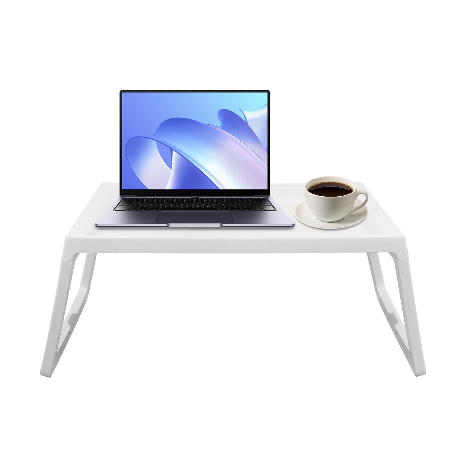 **Foldable Bed Tray Table with Adjustable Legs - Set of 8 Portable TV Trays for Eating, Working & Studying - 25.6 x 14 Inch Lightweight Plastic Lap Desk - Perfect for Kids, Adults in Bedroom, Living Room, Sofa & Office (White, 8-Pack)**    *(Ideal for breakfast in bed, remote work, laptop use, snacks, crafts, and study sessions!)*