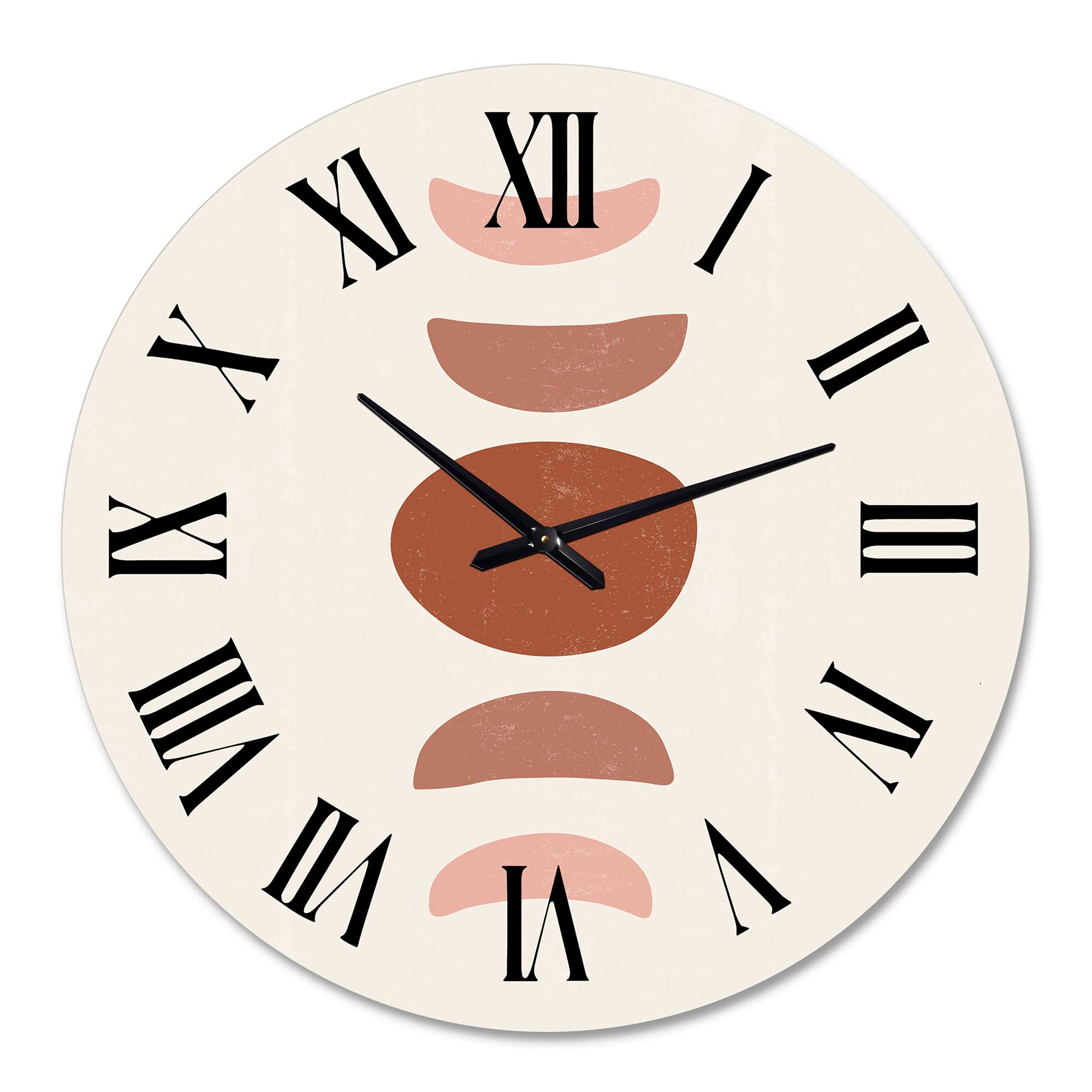 Minimal Moon Phases Modern Wall Clock - Large Abstract Fractal Design for Living Room, Bedroom & Office Decor | Silent Non-Ticking Battery Operated