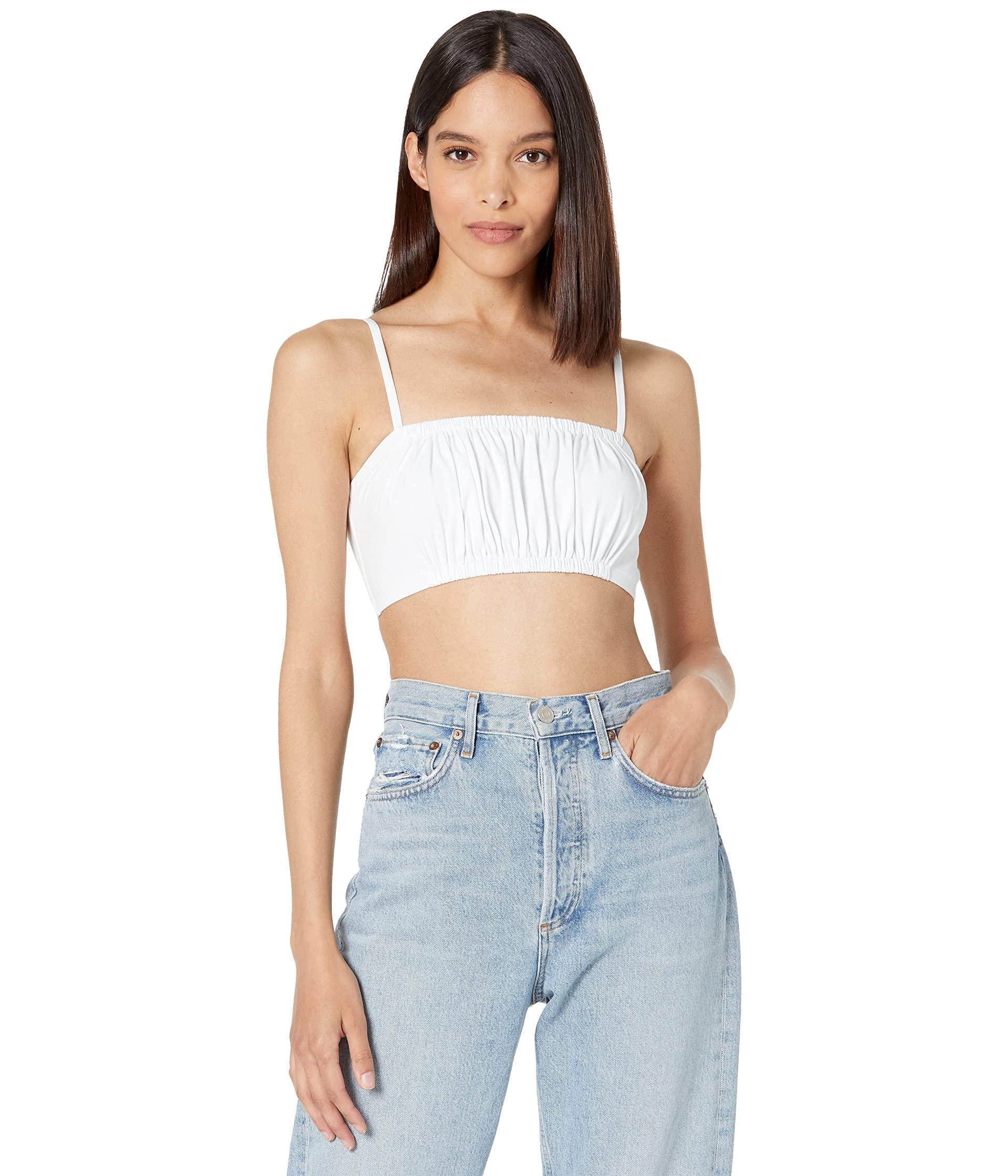 Susana Monaco Women's Gathered Crop Top - String Sugar XS Size - Sexy Summer Tops for Beach, Party & Casual Wear