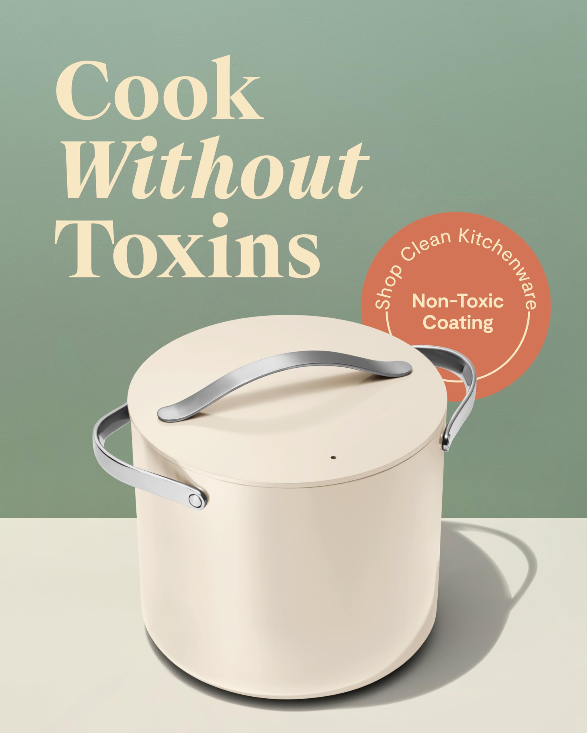 Caraway 12 Qt Ceramic Coated Stock Pot with Lid - PFAS-Free Non-Toxic Cookware - Large Capacity Cooking Pot for Soups, Stews & Family Meals - Navy Blue
