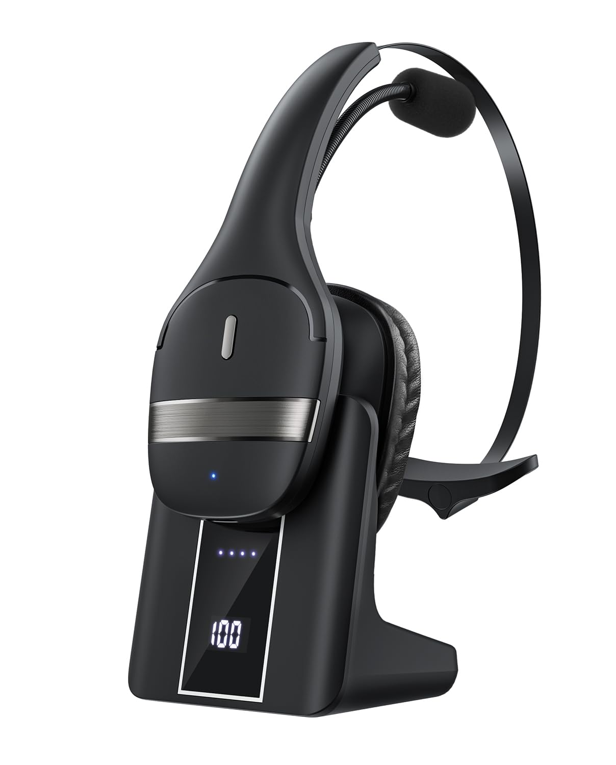 Gixxted V5.3 Wireless Bluetooth Headset with Microphone - Noise Canceling PC Headset for Computer, Office Work & Gaming - 130H Playtime, LED Power Display, Charging Base & Mute Button - Perfect for Video Calls, Online Meetings & Remote Work