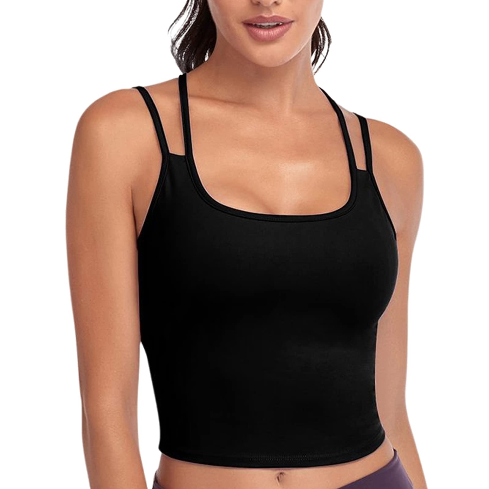 KOERIM Women's Strappy Cross Back Sports Bra - Padded Yoga Bra & Workout Crop Top for Running, Gym, and Fitness Training