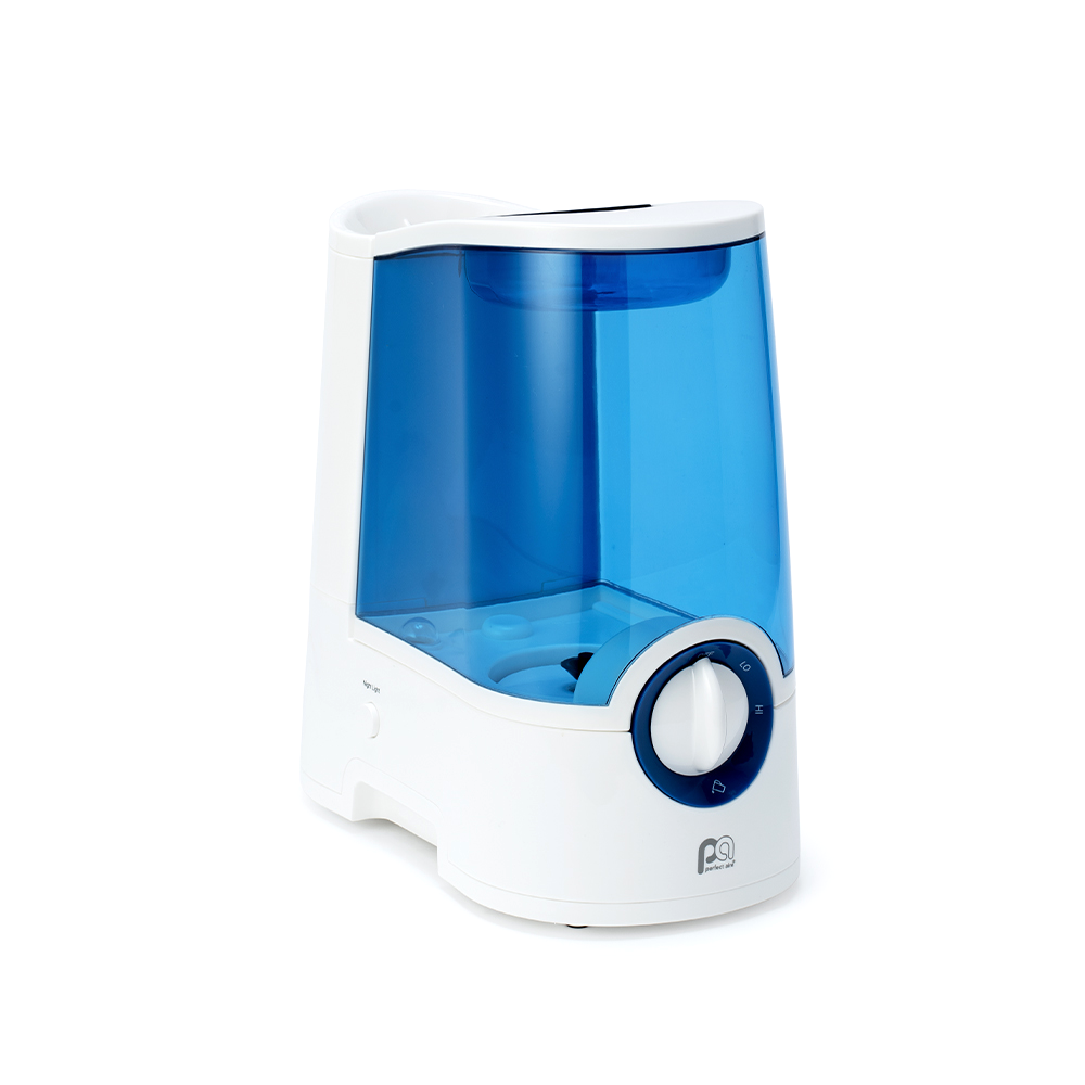 1.0 Gallon Warm Mist Humidifier for Bedroom - Quiet Tabletop Humidifier with Medicine Cup & Night Light - Perfect for Dry Air Relief, Baby Nursery, and Office Use