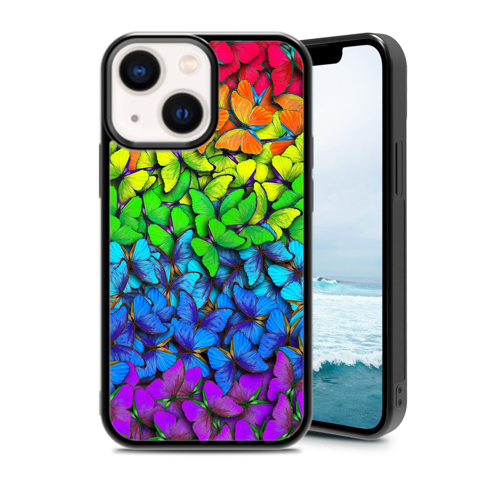 Shockproof Purple Blue Butterfly iPhone 13 Mini Case - UV Printed Protective Cover for Women & Men | Christmas Gift Idea | Durable 5.4 Inch Phone Case (Purple/Blue/Red) - Perfect for Daily Use, Travel & Outdoor Activities