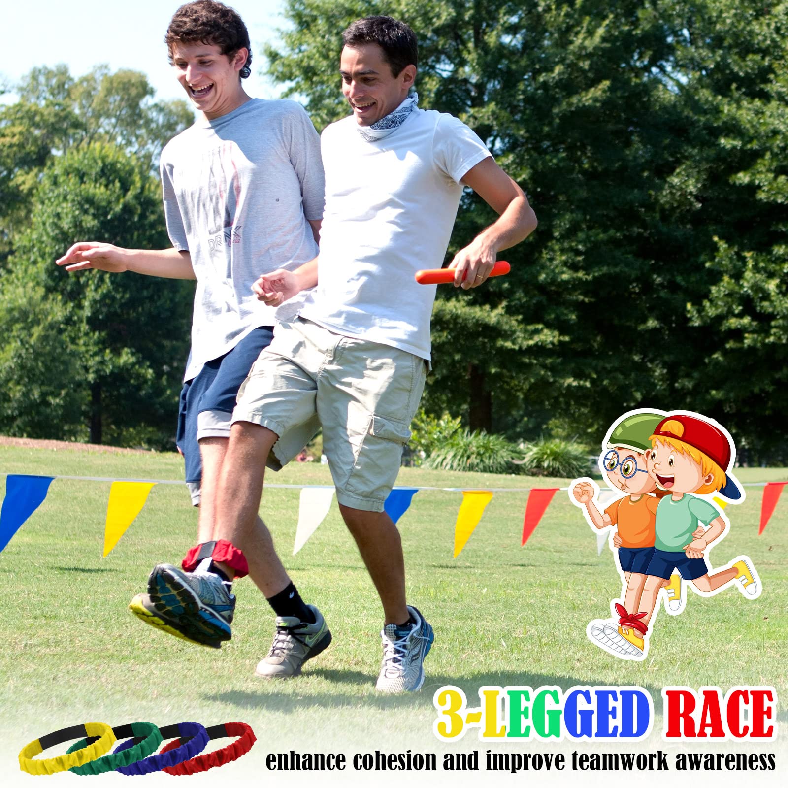 12-Pack Potato Sack Race Bags & Outdoor Lawn Games Set - Includes Egg Spoon Race & 3-Legged Relay Race Bands - Perfect for Carnival, Birthday Parties, Family Reunions & Backyard Fun (Great for Kids & Adults)