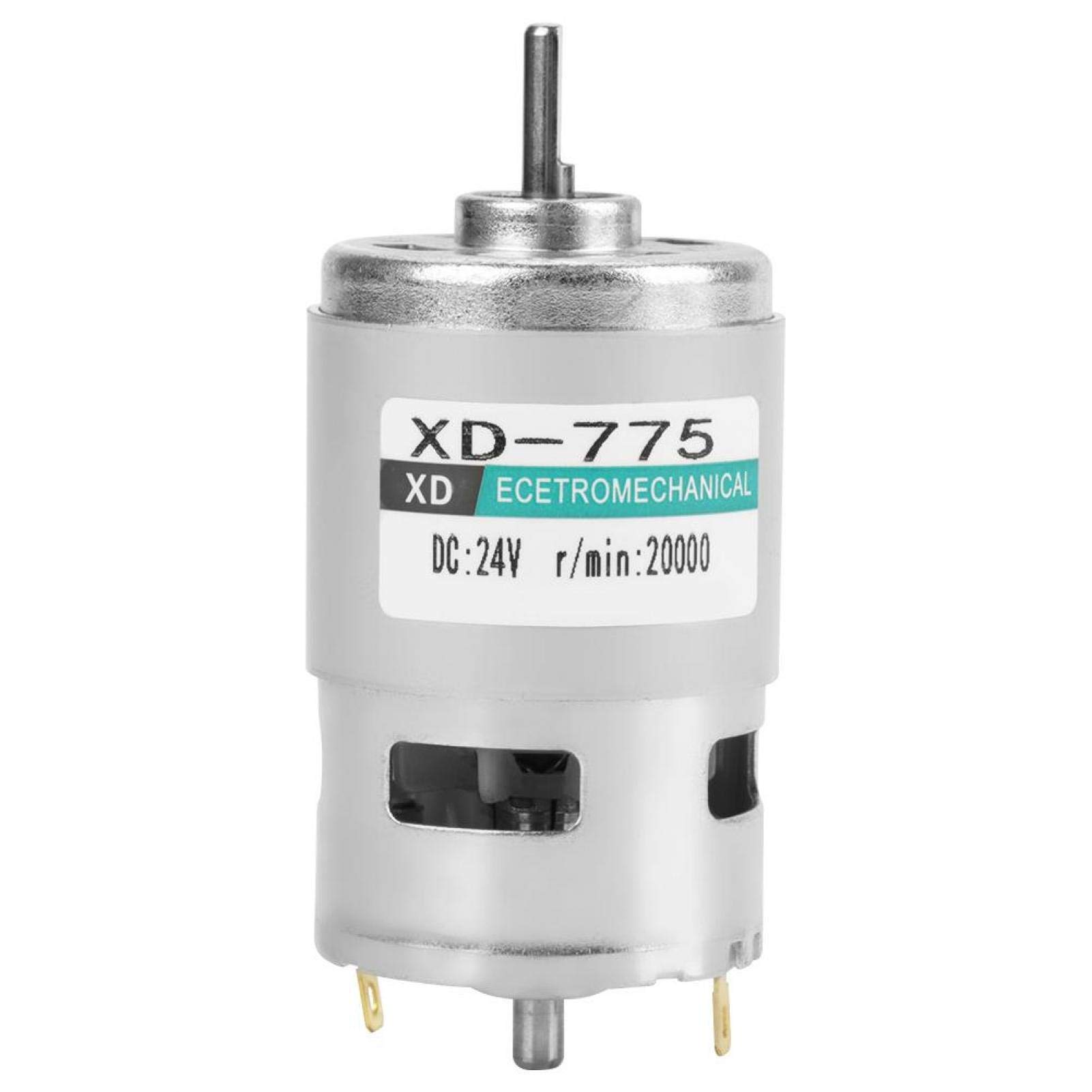 12V/24V High Speed Low Noise Double Ball Bearing Brush DC Motor - XD-775 for Small Lathe, Precision Machines, Battery Cars & DIY Projects (24V 20000 RPM) - Ideal for Robotics, CNC Tools & Power Wheels