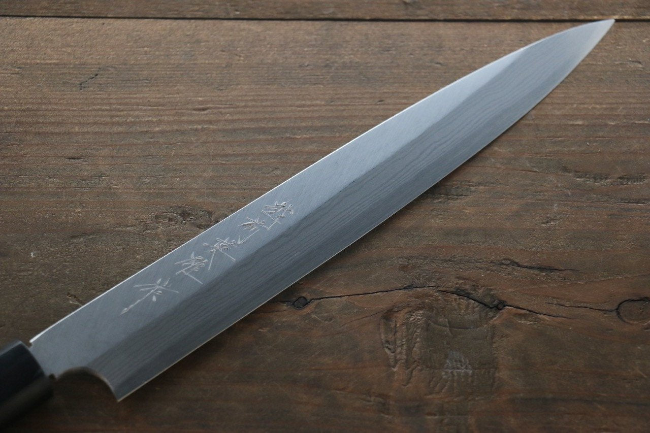 Premium Hideo Kitaoka Blue Steel No.2 Damascus Yanagiba Knife 210mm - Handcrafted Japanese Sushi Knife with Exquisite Shitan Handle - Perfect for Sushi Chefs & Professional Kitchen Use