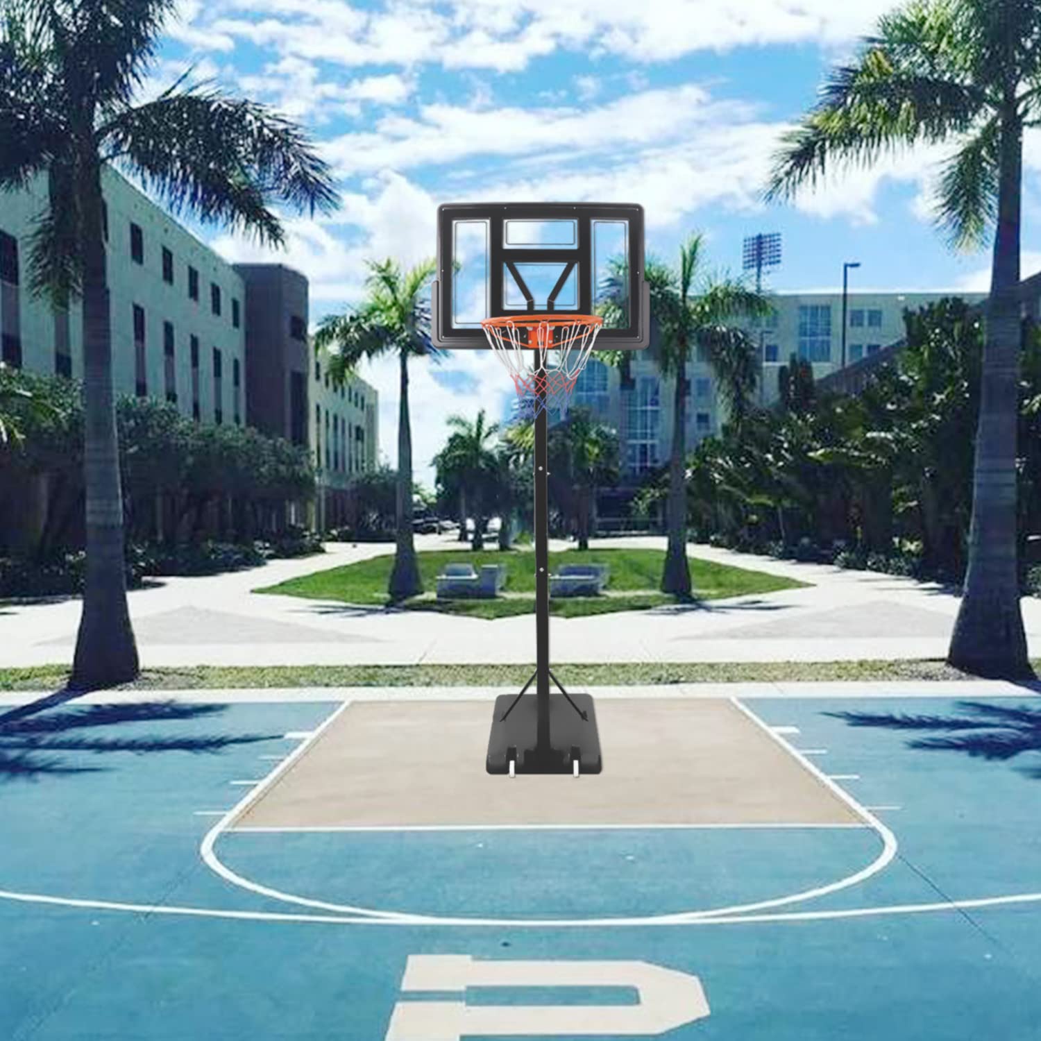 NAIZY 305cm Adjustable Height Basketball Hoop with Wheels - Outdoor Basketball Goal System for Kids & Adults - Perfect for Driveway, Backyard, and Park Play