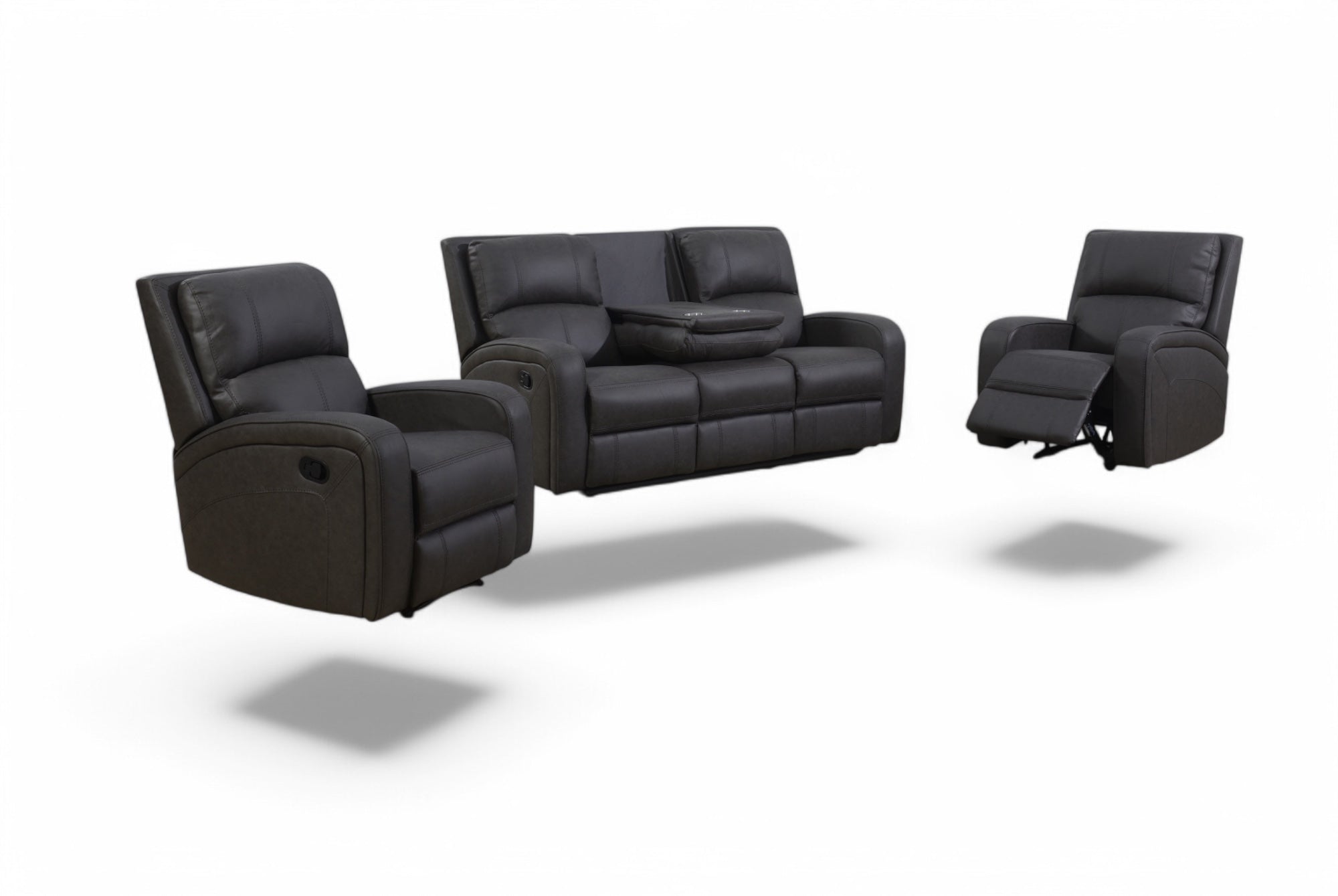 Arlington Recliner Lounge Suite - Comfortable Leather Reclining Sofa for Living Room, Home Theater & Family Room Relaxation