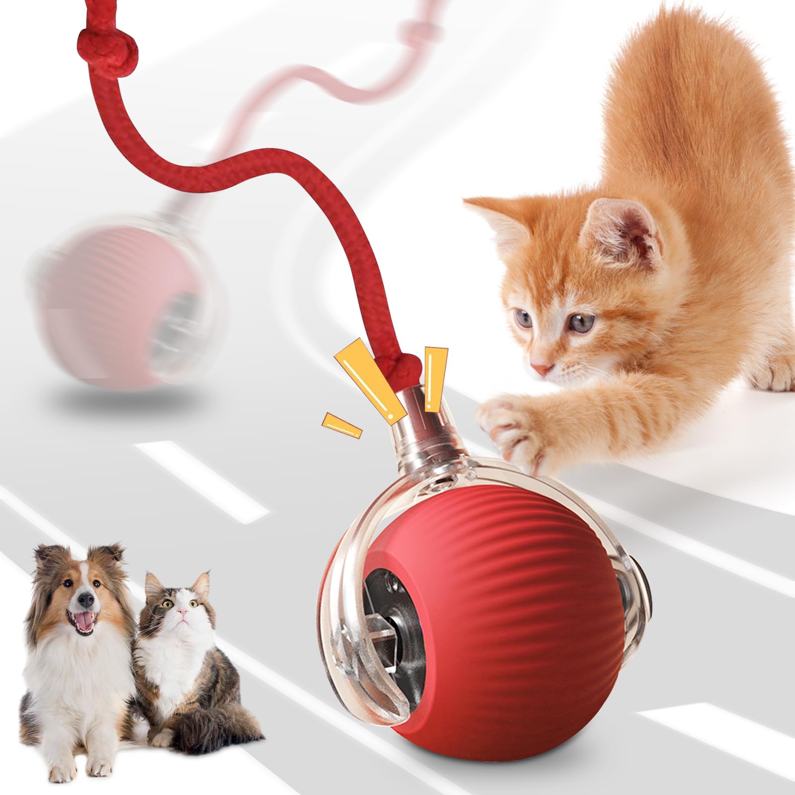 Interactive Cat Toy - Electric Cat Ball & Dog Ball for Bored Indoor Cats - Automatic Rolling Pet Toy with LED Lights - Perfect for Playtime, Exercise & Mental Stimulation for Indoor Cats & Small Dogs