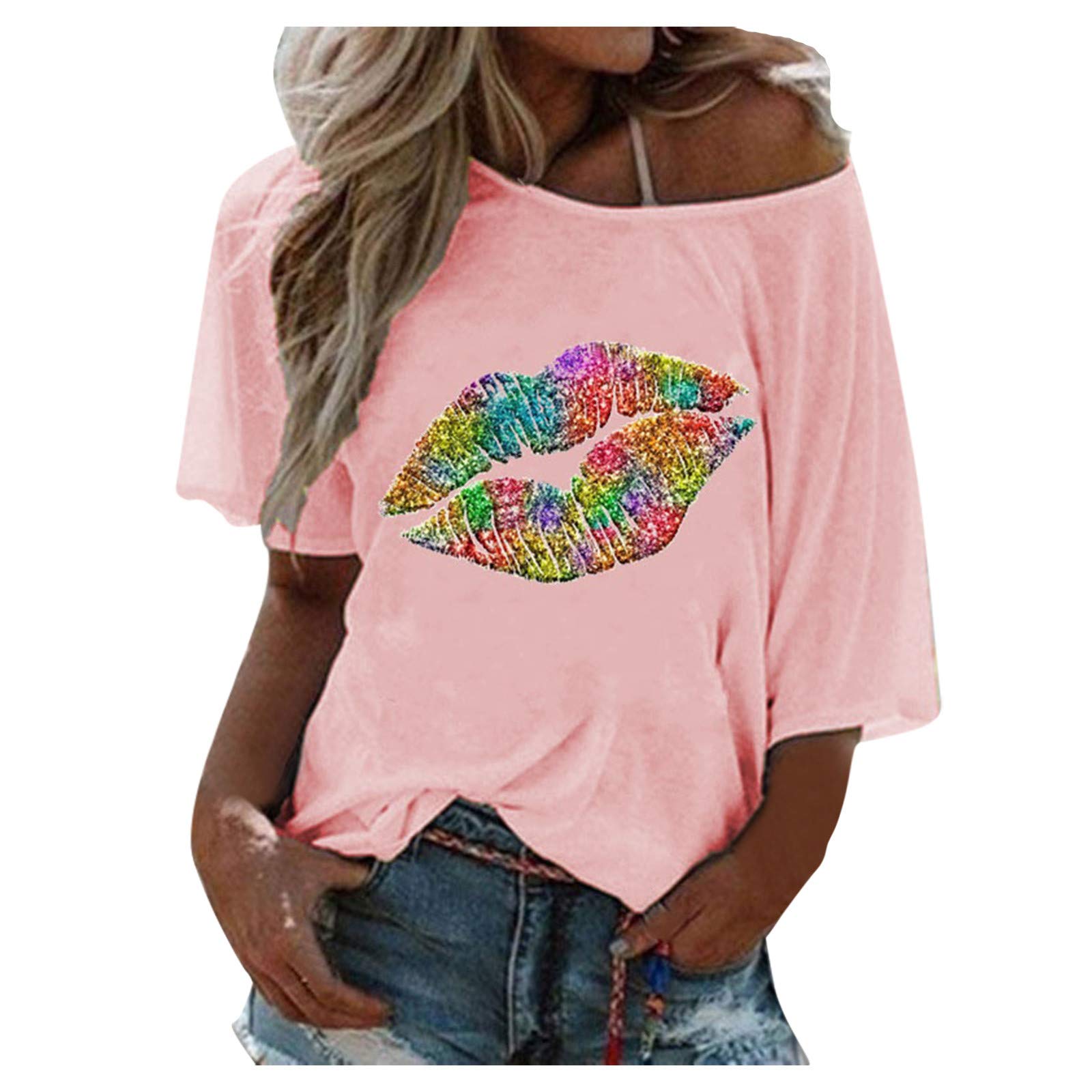 Women's Casual Off The Shoulder T-Shirt - Short Sleeve Loose Summer Blouse for Beach, Vacation & Everyday Wear | Comfortable & Stylish Top