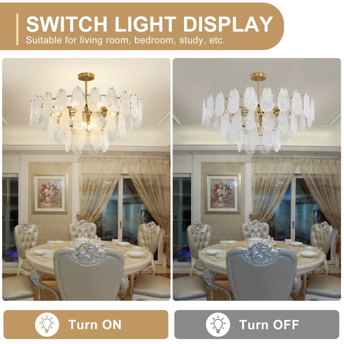 Wansi Shine 12-Light Modern Semi Flush Mount Crystal Chandelier - 31.5/27.5 Inch Ceiling Light Fixture with 3-Tier Cloud Glass Lampshade & 12 LED Bulbs - Elegant Lighting for Bedroom, Living Room & Dining Room