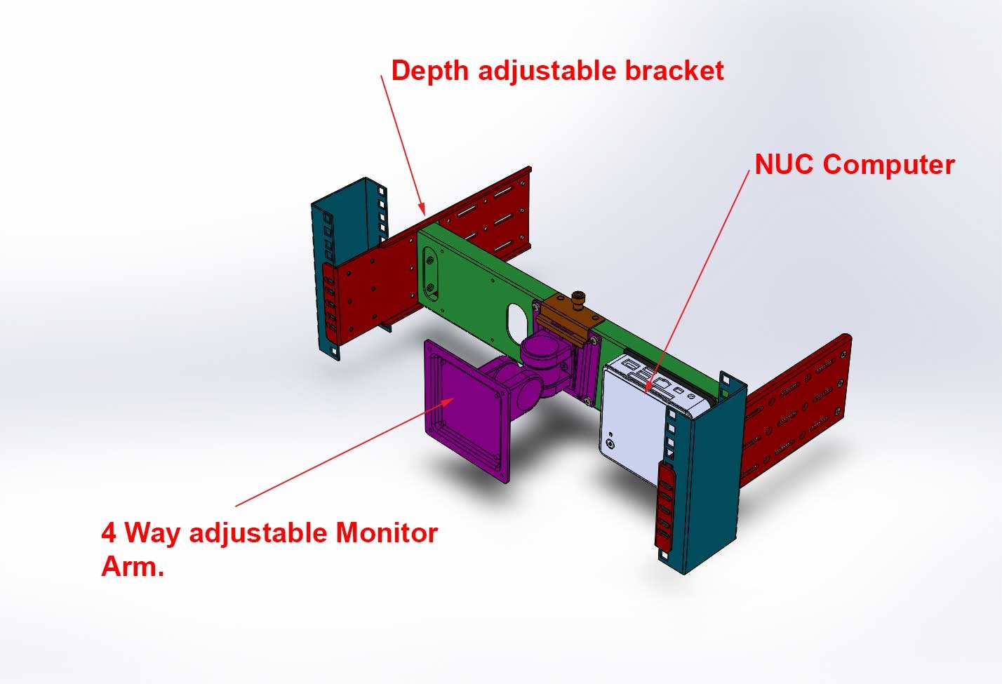 RLCD-FRAME2BK12-K2 VESA Mount LCD Monitor/TV Rack Adapter Kit - Compatible with 15-24 Inch Screens & Intel NUC Mini PC - Fits 2/4 Post 19