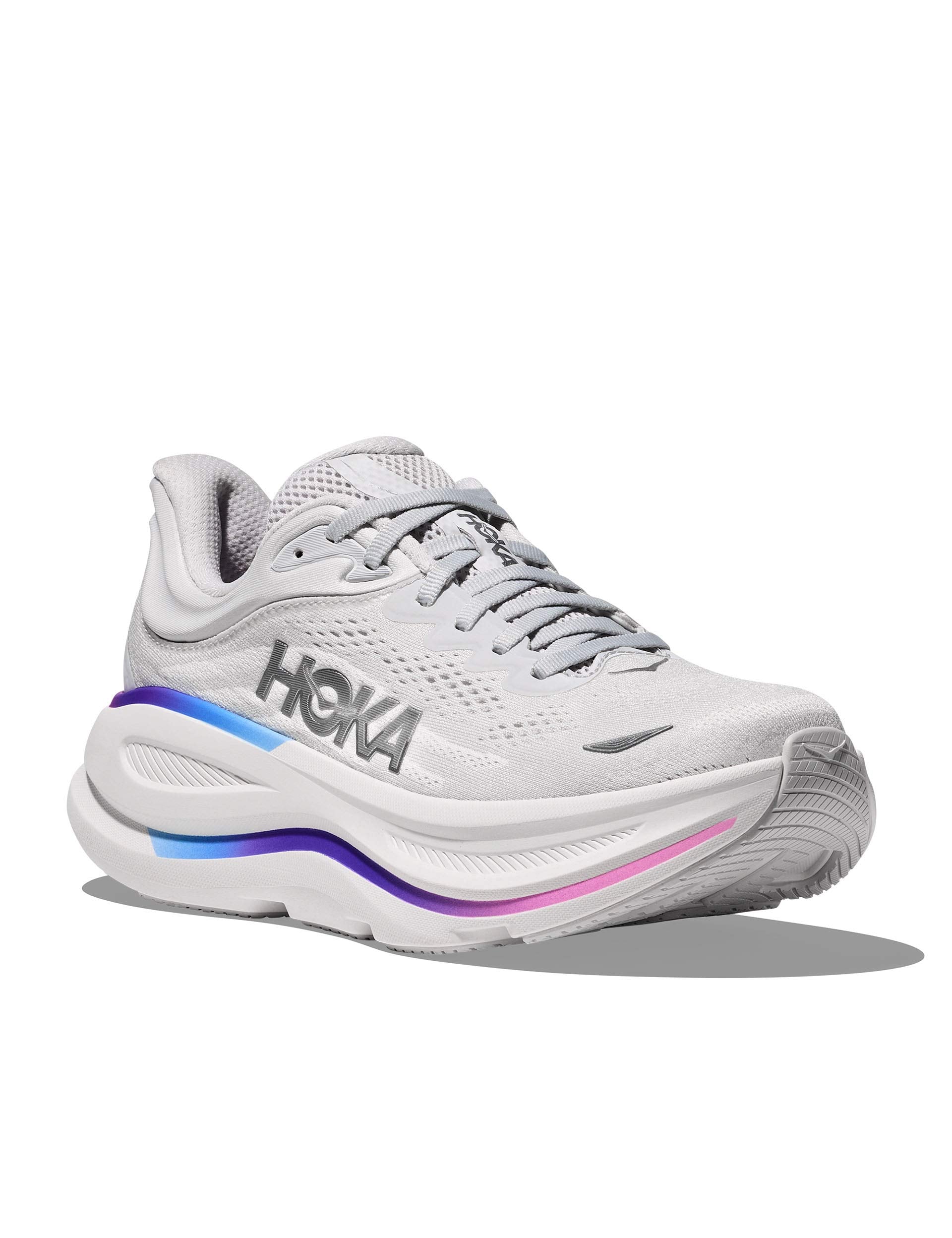 Hoka Bondi 9 Running Shoes - Cosmic Grey/White - Cushioned Comfort for Long-Distance Running & Walking
