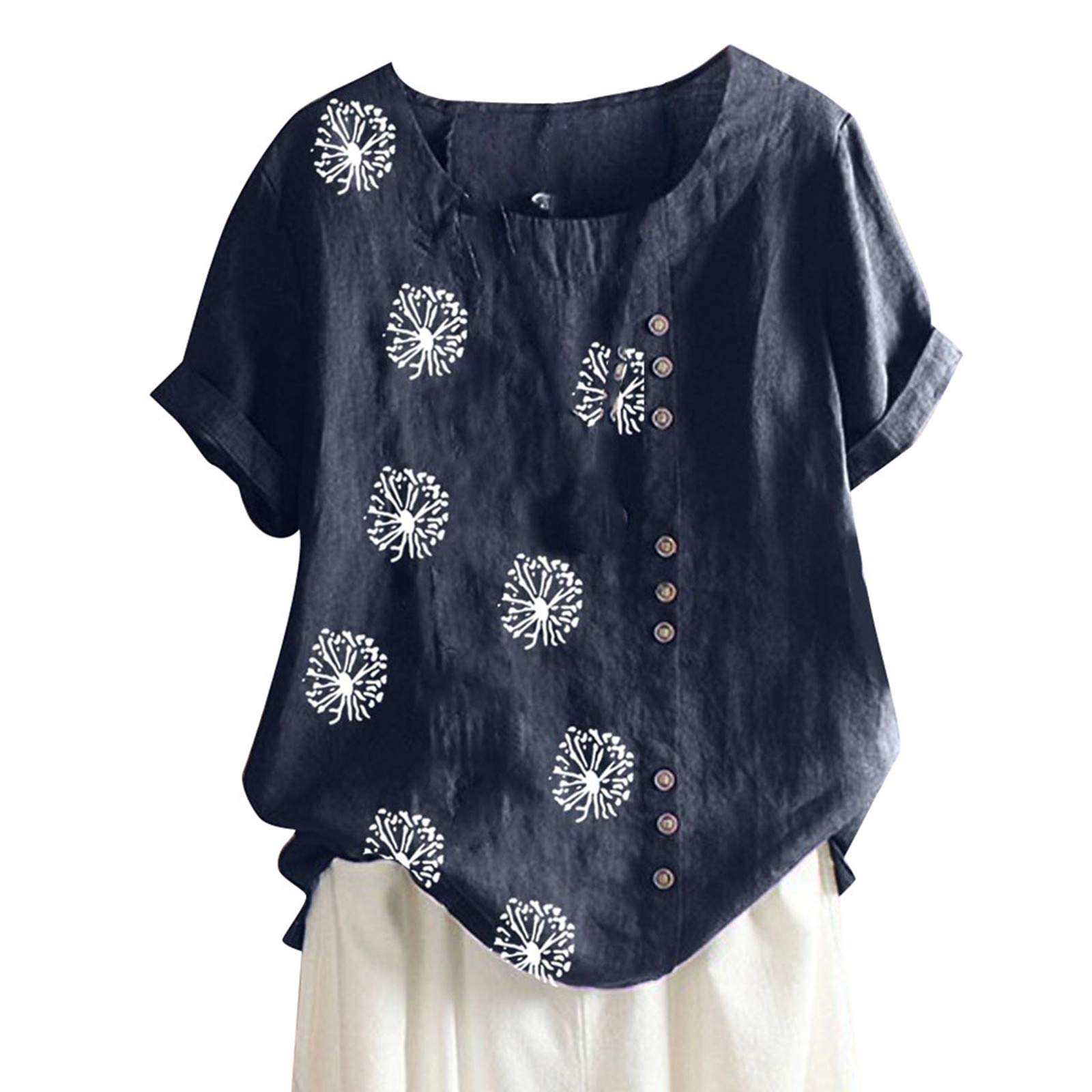 Women's Floral Print V-Neck Short Sleeve T-Shirt - Summer Casual Tops for Women | Perfect for Beach Outings, Weekend Brunch & Daily Wear
