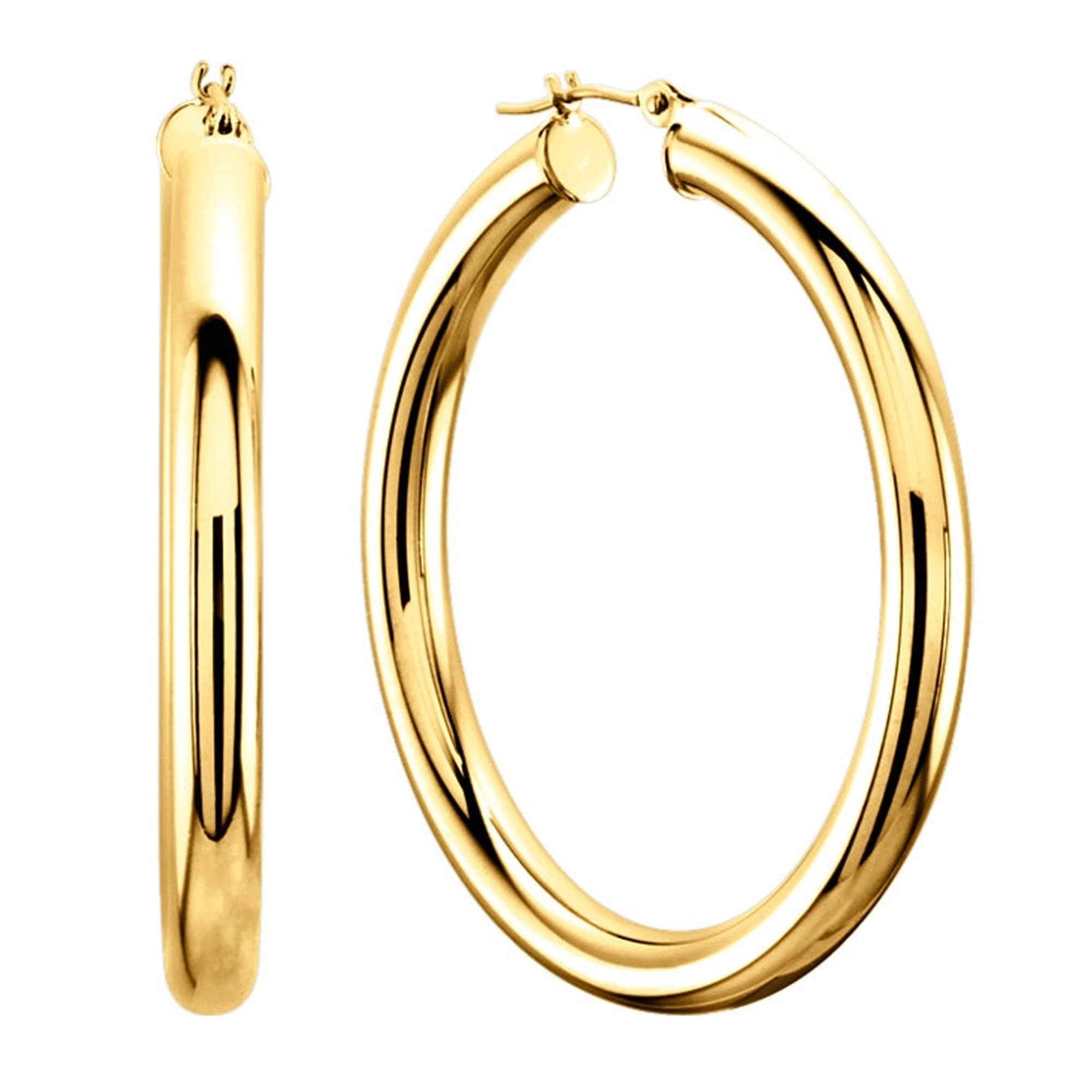 10K Yellow Gold 3mm Shiny Round Tube Hoop Earrings for Women - Classic Dainty Everyday Jewelry for Work, Party & Gift Giving
