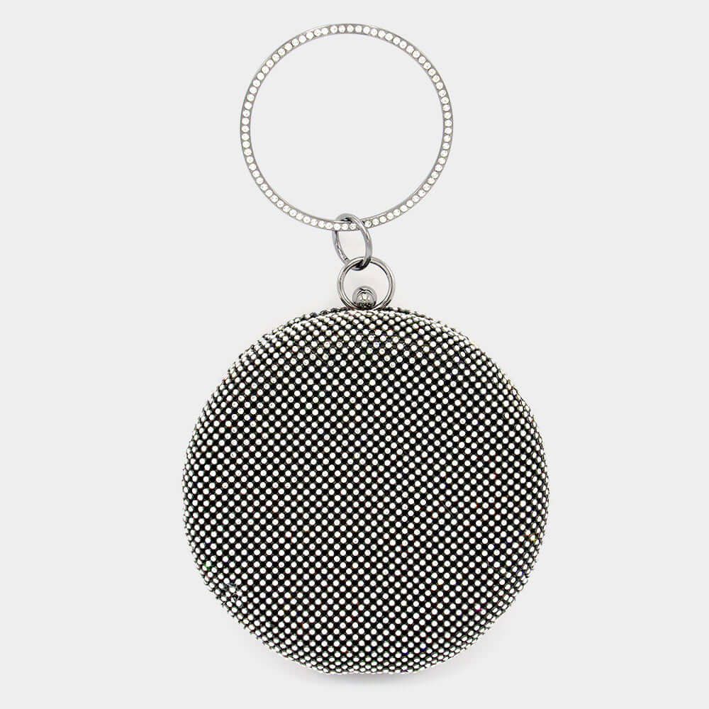 Stylish Black Rhinestone Round Evening Tote Bag for Women - Elegant Crossbody Purse for Parties, Weddings & Night Out