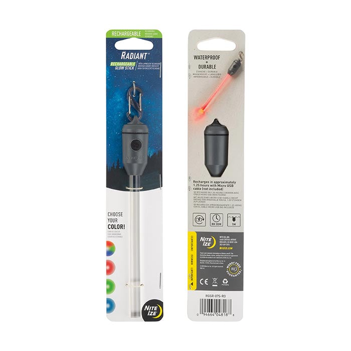 Nite Ize Radiant Rechargeable Glow Stick - Bright LED Light for Camping, Hiking, Emergencies & Nighttime Safety | USB Rechargeable Glow Stick with 360° Visibility