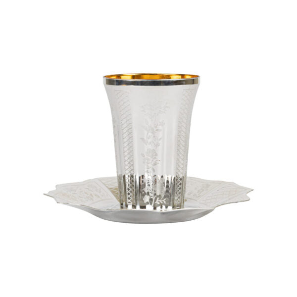 5-Pack Round Kiddush Cups with Matching Trays - Elegant Jewish Ritual Wine Goblets for Shabbat & Holiday Celebrations - Perfect for Passover, Rosh Hashanah & Jewish Ceremonies