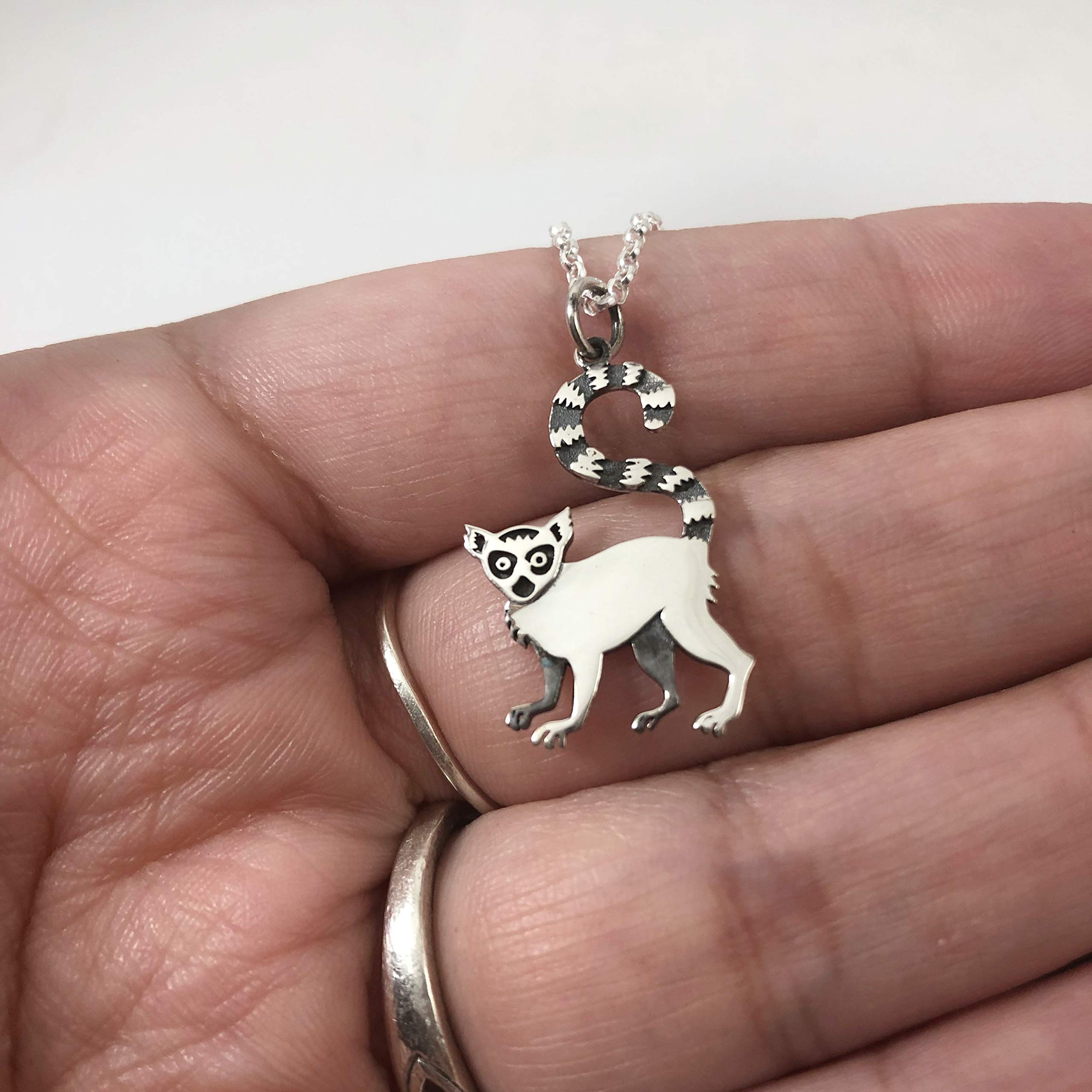 Lemur Charm Necklace - Sterling Silver Animal Jewelry for Women | Perfect Gift for Nature Lovers, Birthday & Anniversary