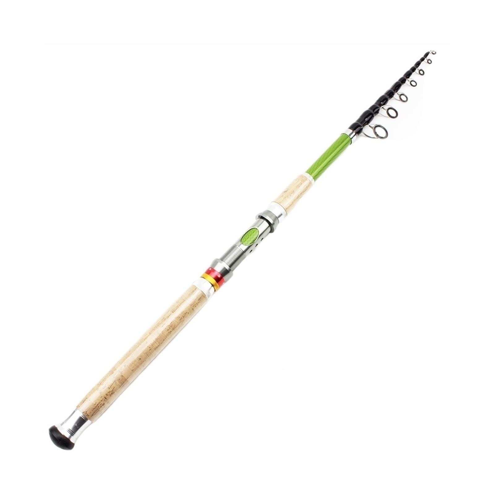 Premium Carbon Fiber Telescopic Fishing Rod with Wooden Handle - Portable Travel Pole (3.6m/11.8ft) for Spinning & Freshwater Fishing - Perfect for Backpacking, Camping & Outdoor Adventures