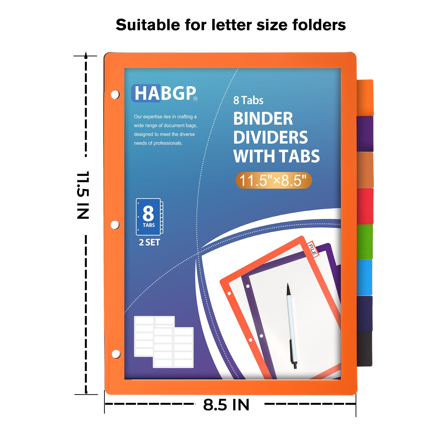 16-Piece Clear Plastic 3-Ring Binder Dividers with Tabs - 2 Sets of 8 Tab Dividers for Organizing Documents, School Work & Office Files - Durable Page Dividers for Three Ring Binders & Folders