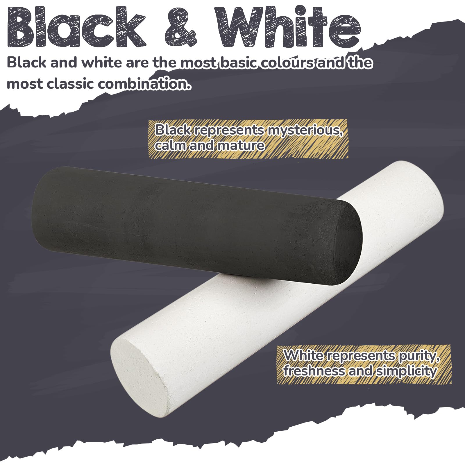 **100-Piece Jumbo Washable Sidewalk Chalk - Non-Toxic Black & White Chalk for Kids, Art, Playground & Classroom - Outdoor Fun, Chalkboard Drawing & Creative Play**    *(Perfect for Sidewalk Art, School Activities, Playground Fun & Creative Learning!)*