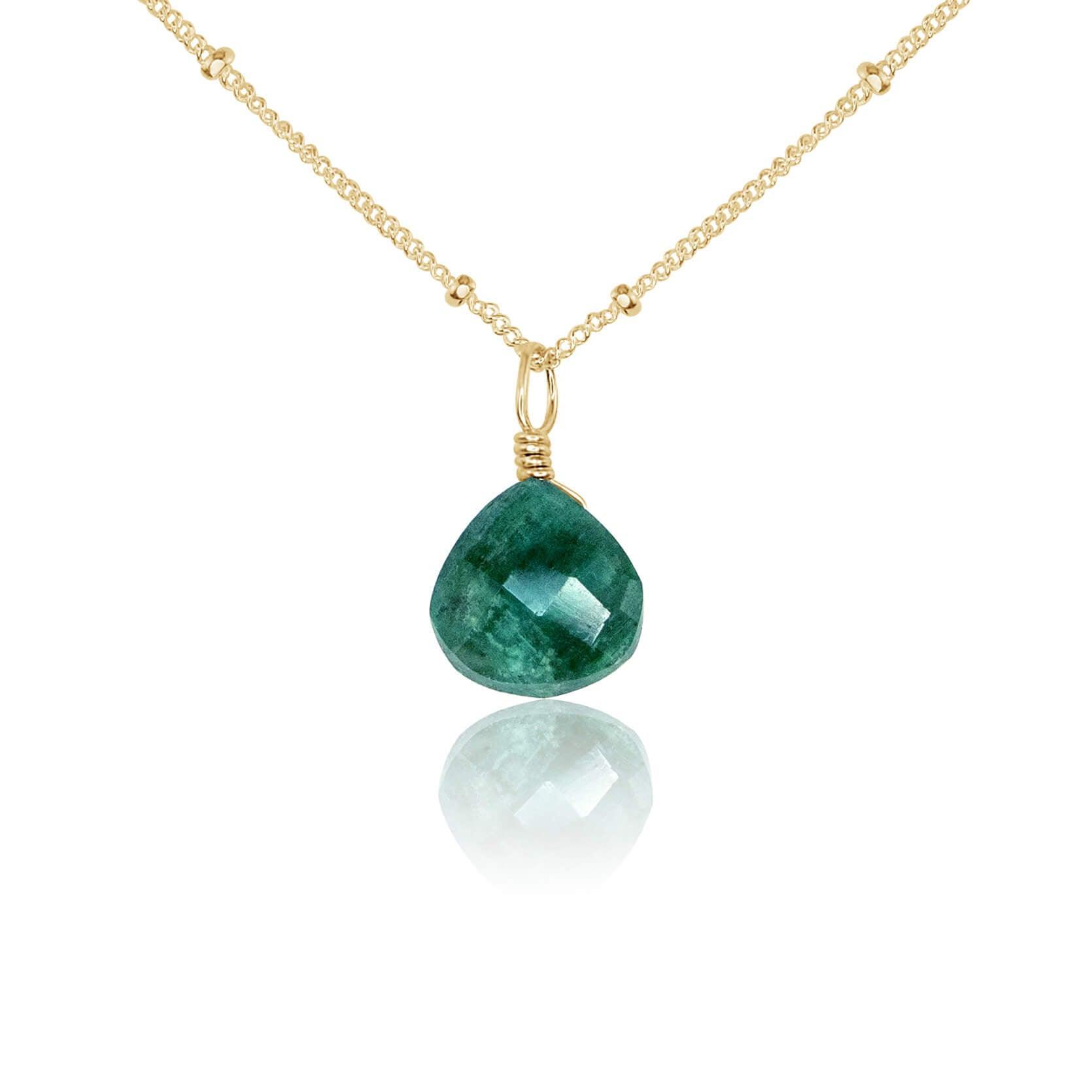 Tiny Emerald Teardrop Crystal Pendant Necklace - Elegant Green Gemstone Jewelry for Women | Perfect for Weddings, Parties & Special Occasions