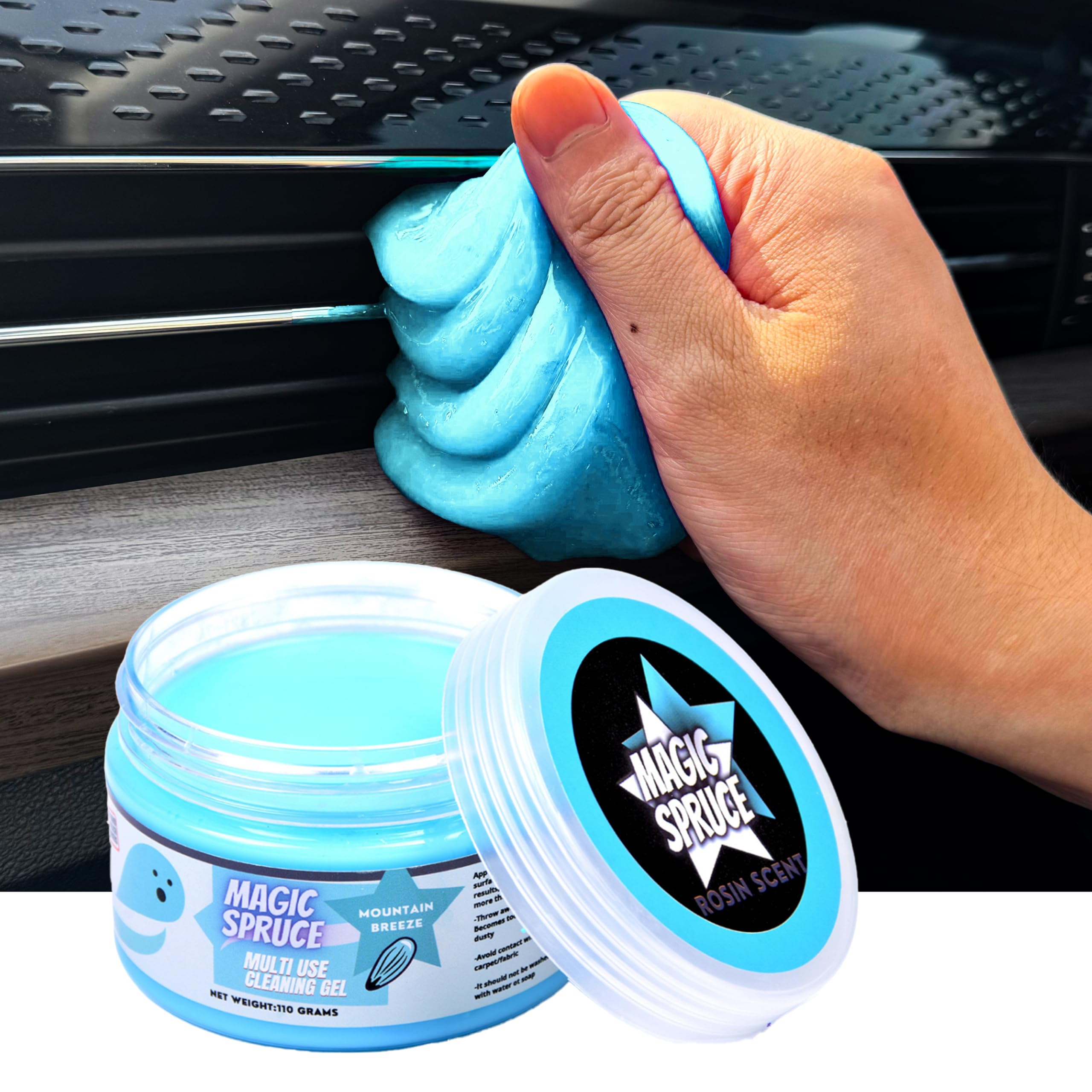 Magic Spruce Car Cleaning Gel Kit – Non-Water Detailing Putty for Interior, Dashboard & Upholstery | Scented Dust Remover for Vents, PC, Laptop & Keyboard | Reusable Auto & Electronics Cleaner for Home & Office Use