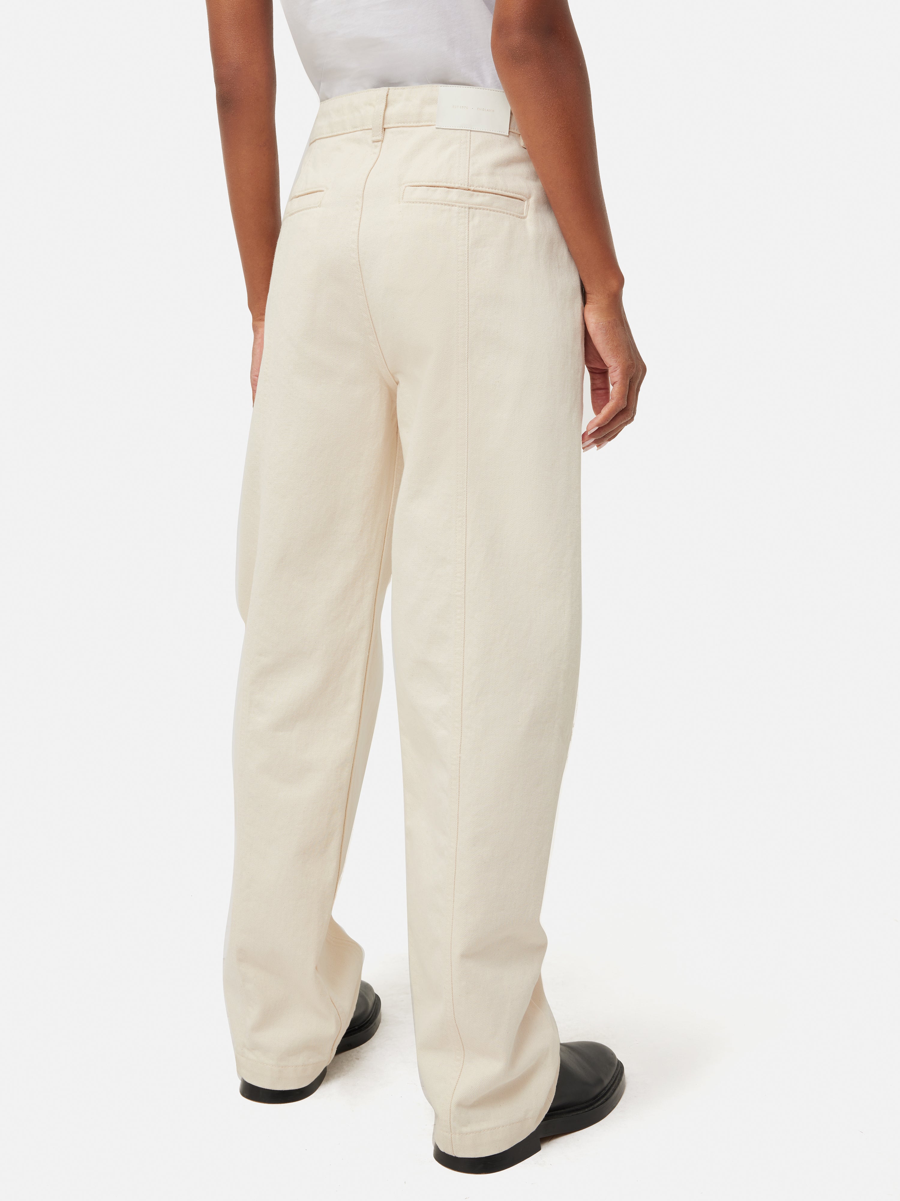Beck Tailored Jean for Women | High-Rise Slim Fit Stretch Denim Pants in Ecru | Perfect for Office, Casual Outings & Date Nights