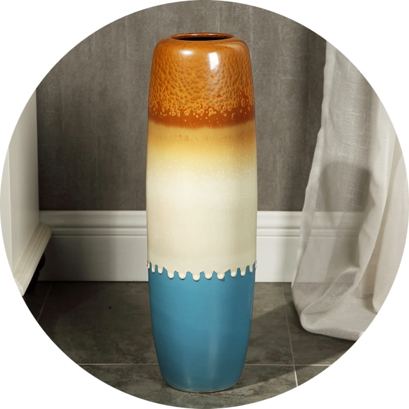 Tall Floor Vase 24-32 Inches - Yellow Ceramic Boho Style Decorative Vase for Living Room, Porch & Home Decor | Perfect for Modern Interior Design & Wedding Centerpieces