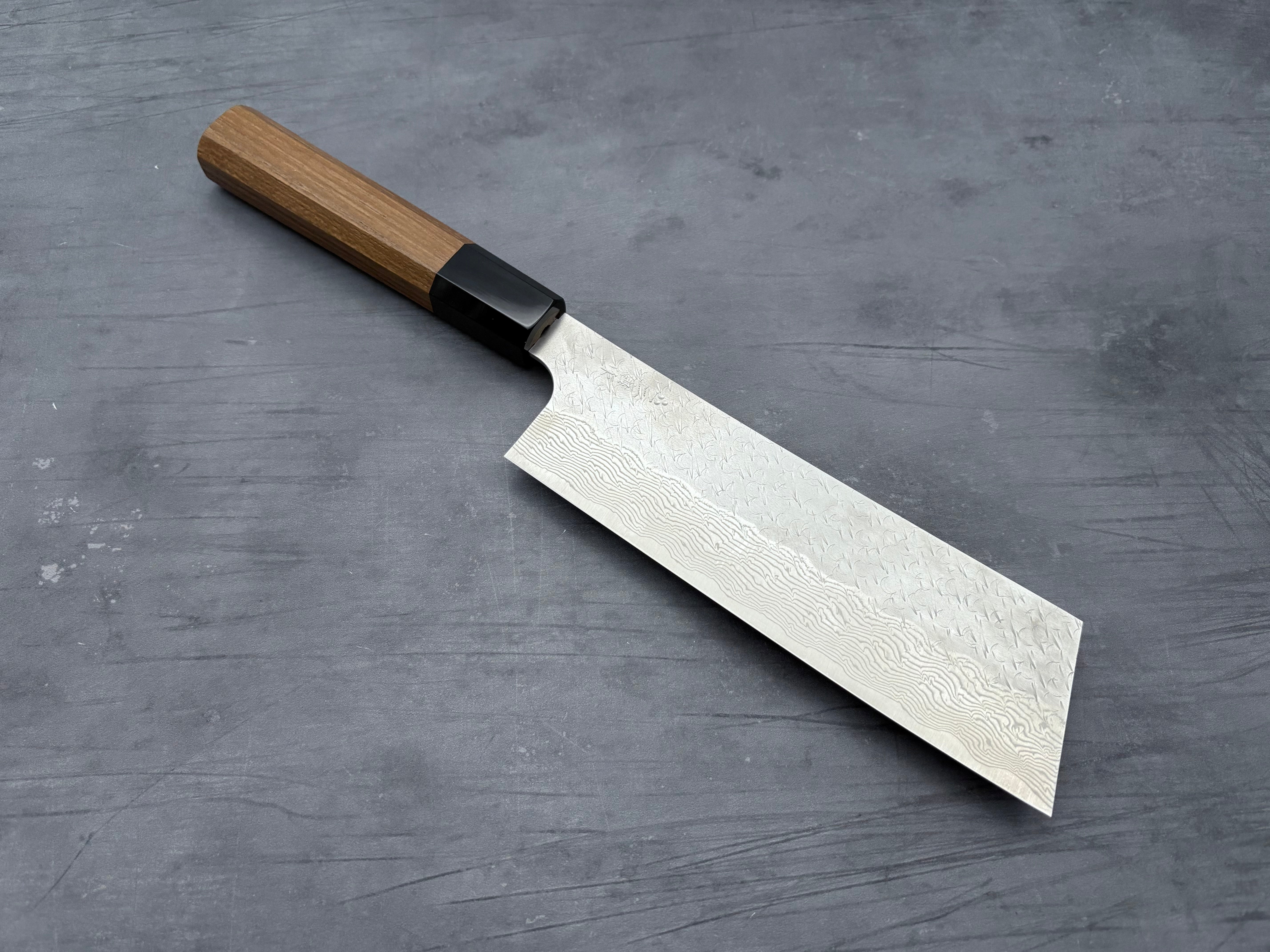 Nigara Hamono SG STRIX Damascus Nakiri Knife - Japanese High Carbon Steel Blade for Professional Chefs & Home Cooking - Perfect for Slicing Vegetables, Herbs & Sushi Prep