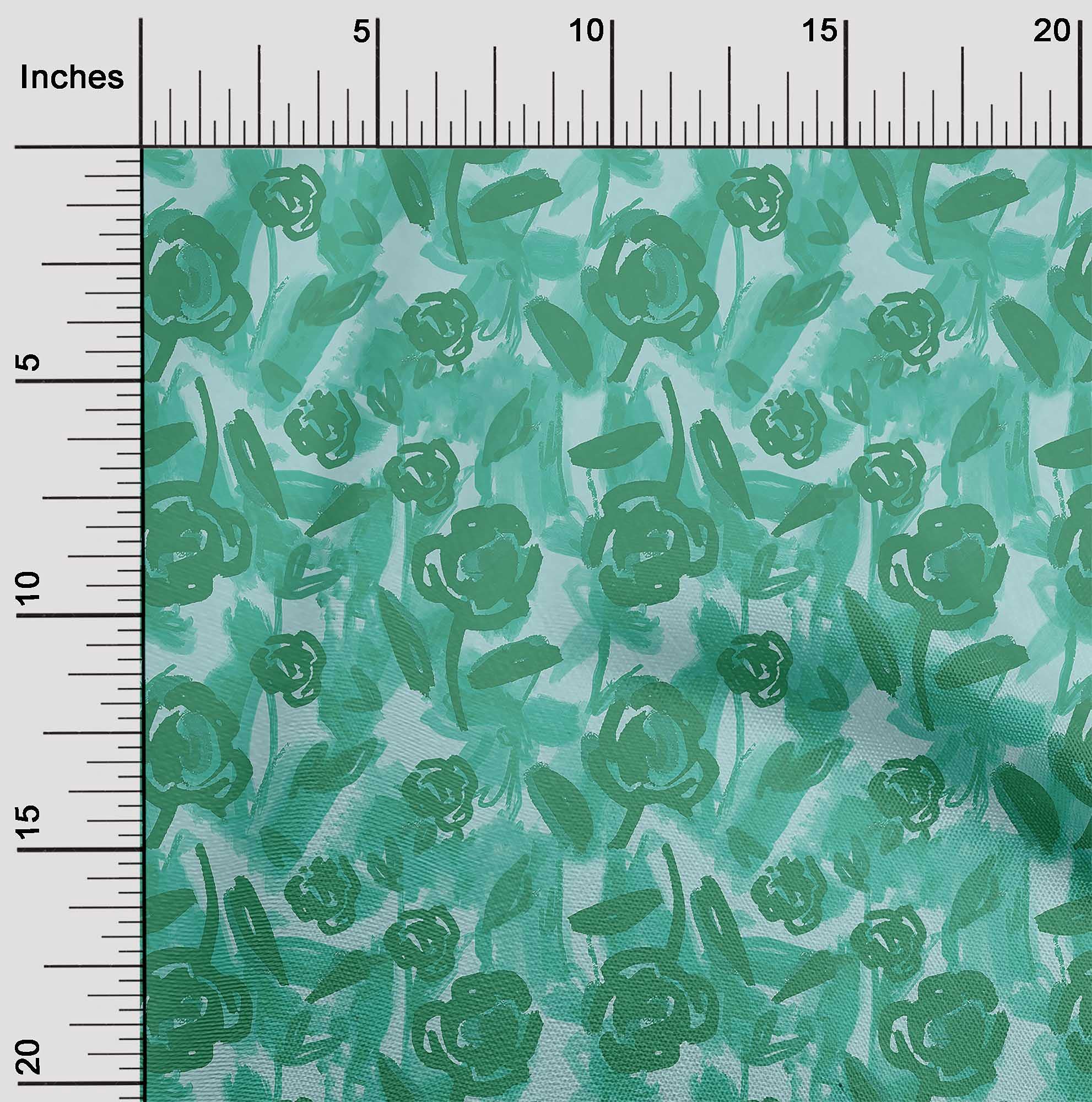 Velvet Aquamarine Floral Printed Fabric for Sewing & Crafts - 58 Inch Wide by The Yard (VR0) - Perfect for DIY Dresses, Curtains, and Home Decor Projects