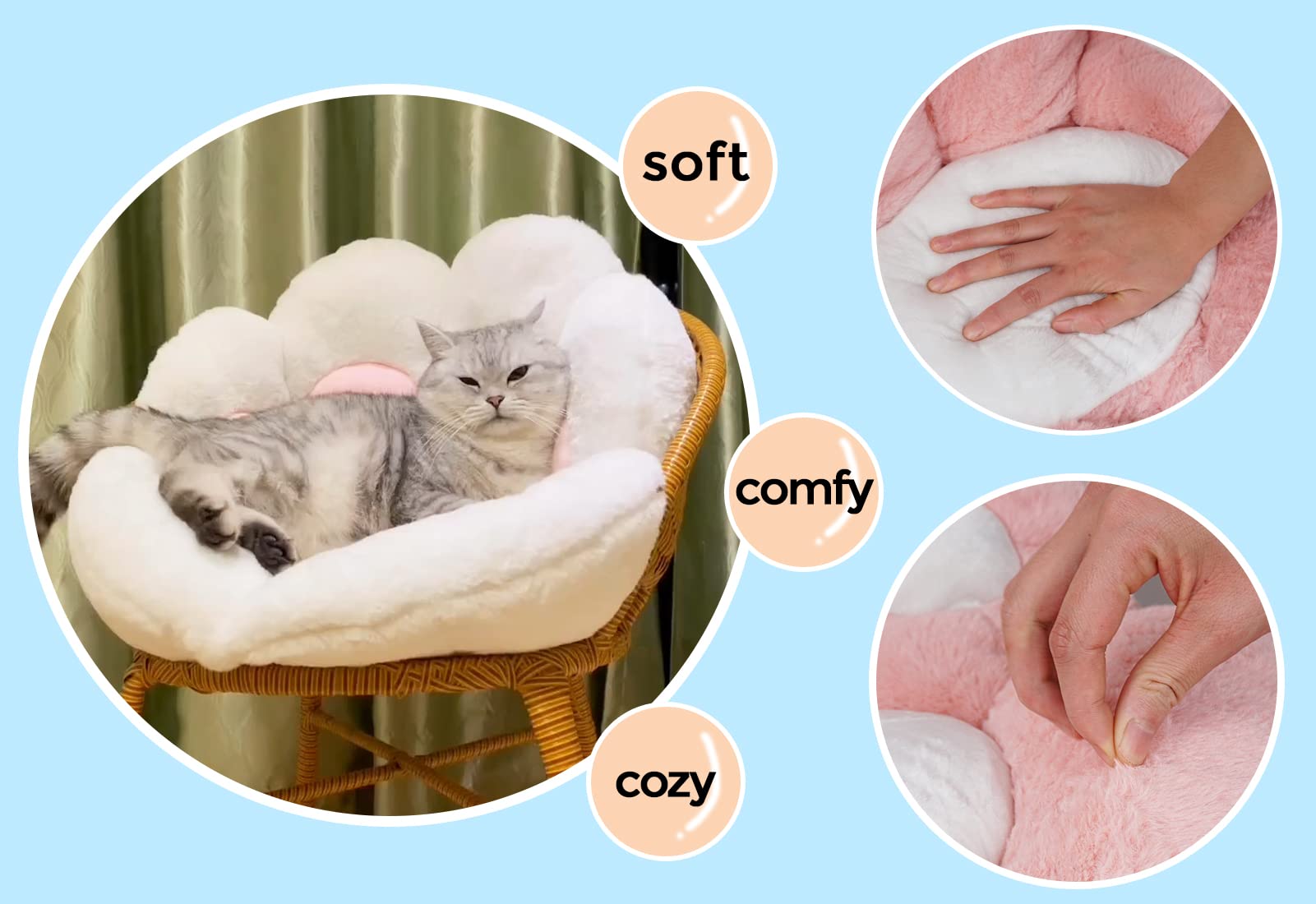 ELFJOY Plush Cat Paw Chair Cushion - Soft Comfort for Office & Gaming Chairs - 80x70cm Pink Home Decor Pillow - Perfect for Work, Study, and Relaxation