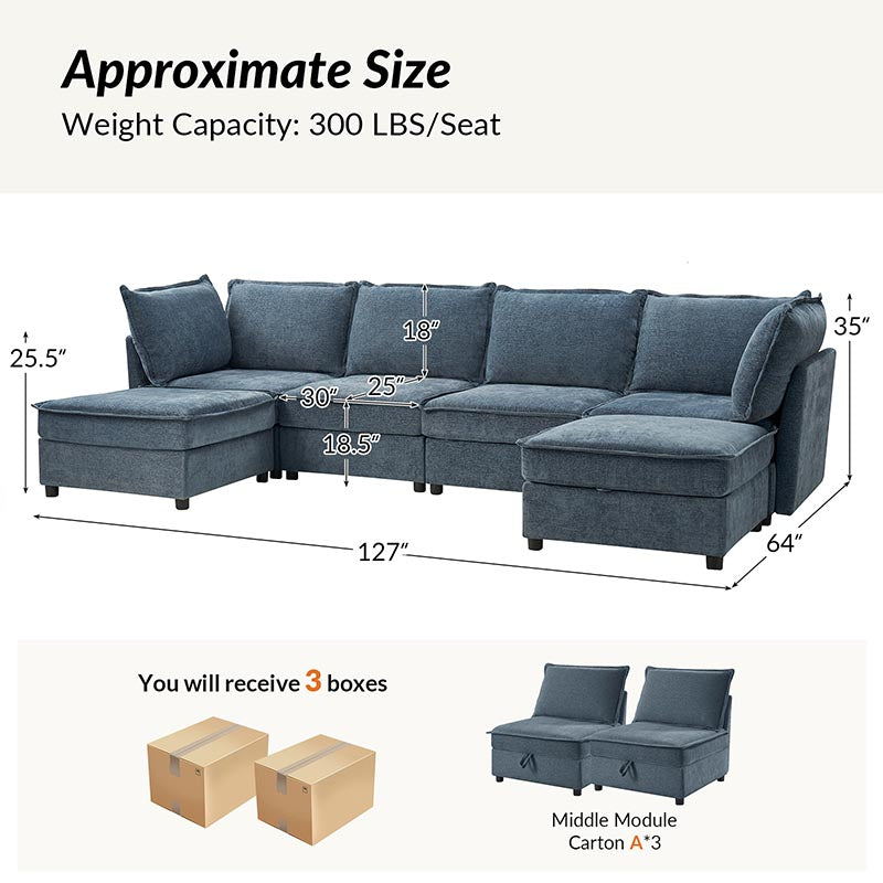 Harmetrix Oversized Soft Sectional Couch with Storage | Modern L-Shaped Sofa Bed with Hidden Compartment | Perfect for Living Room, Family Room & Small Spaces