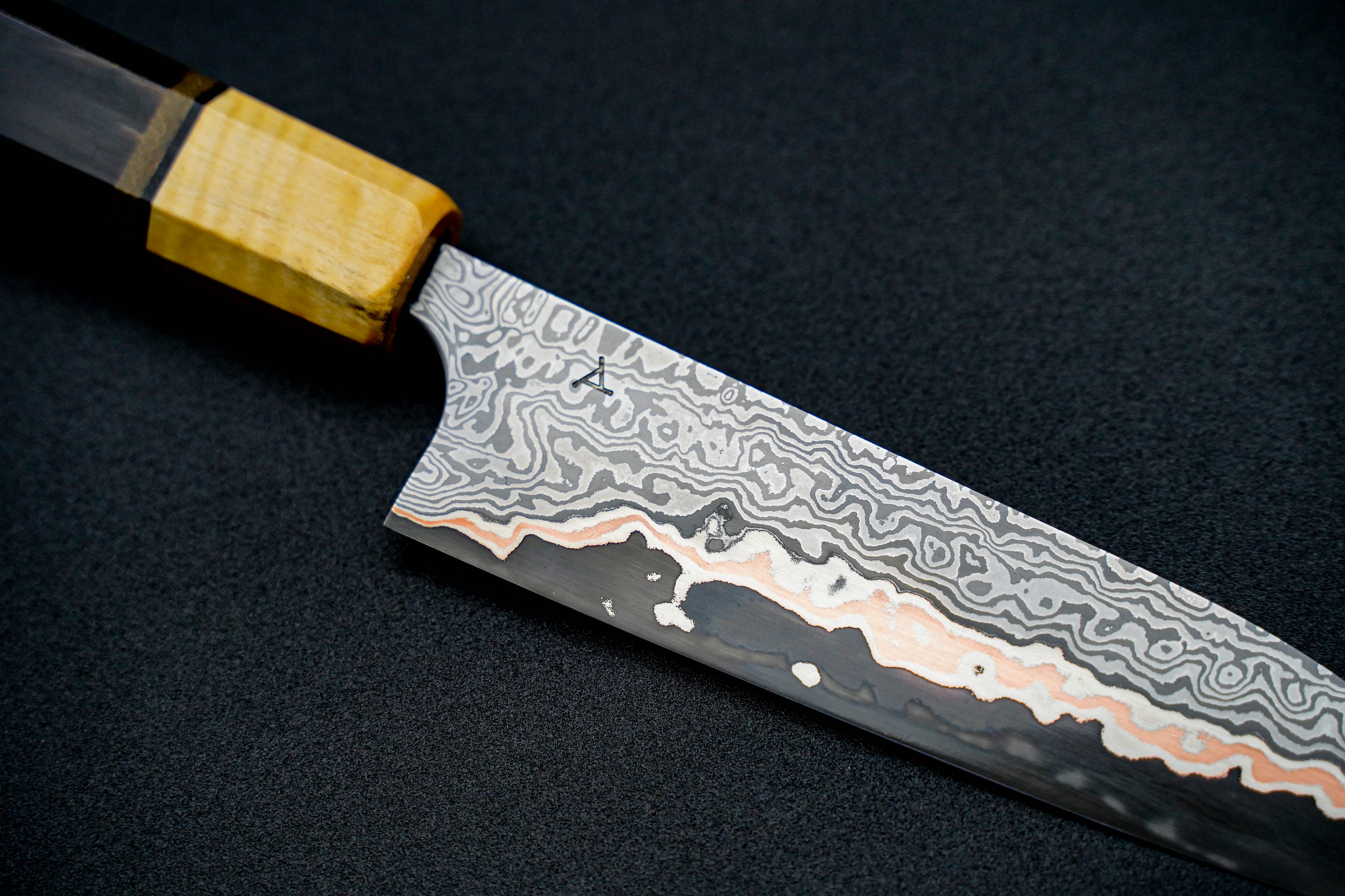 Premium Jamison Chopp 145mm 1095 CuMai Petty Knife - High Carbon Steel Blade with Copper & Damascus Layers - Perfect for Home Chefs, Sushi Prep & Precision Cutting