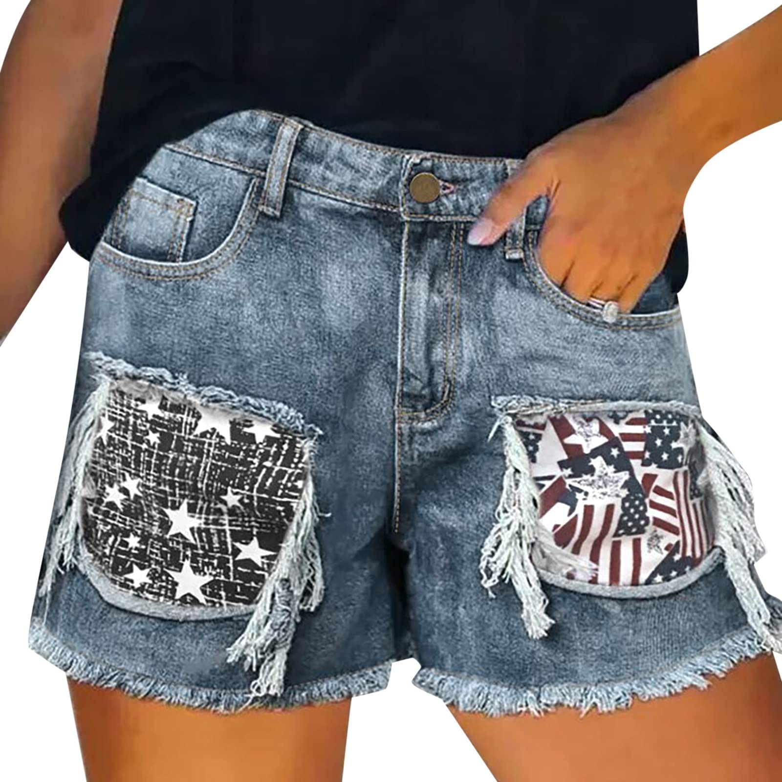 High Rise Denim Shorts for Women - Sexy Stretch Slim Fit with Tassel & Pocket Details - Distressed Hole Design Fashion Shorts - Perfect for Summer Outfits, Beach Vacations & Casual Street Style