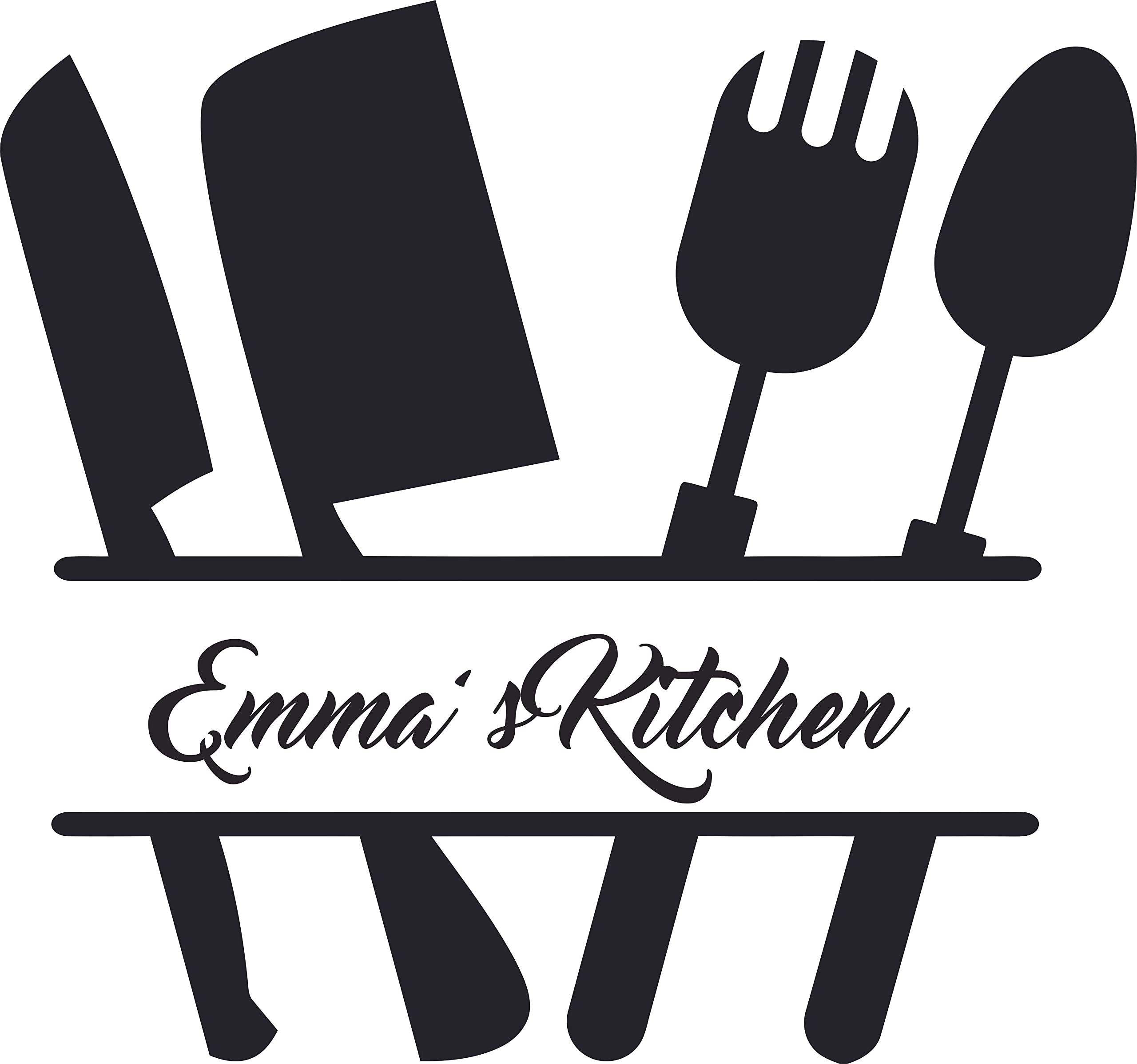 **Personalized Kitchen Utensil Set with Wall Sticker Decal - 12x20 Inch Cooking Tools, Chef Accessories & Kitchen Gadgets - Perfect for Home Chefs & Cooking Enthusiasts**