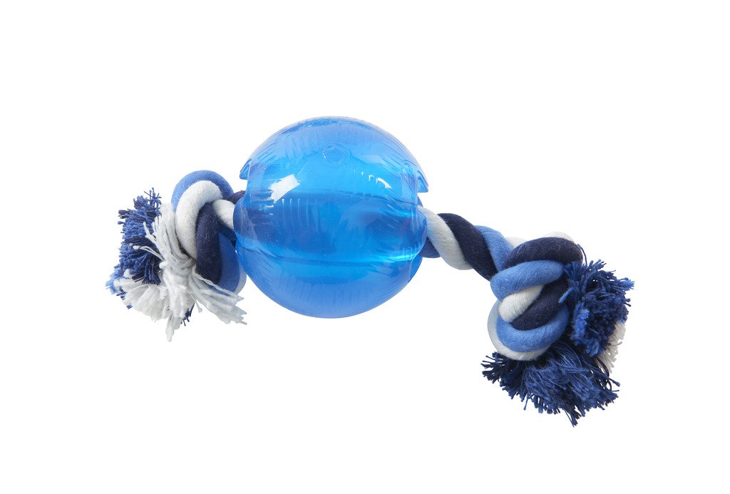 Durable Buster Dog Toys - Strong Chew-Proof Ball with Rope for Aggressive Chewers (Blue, Medium Size) - Perfect for Outdoor Fetch Games & Indoor Playtime