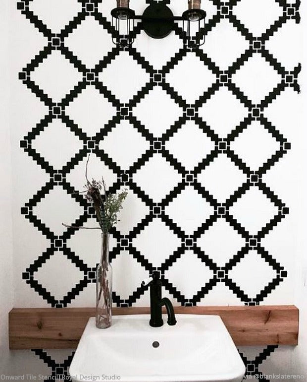 Onward Allover Tile Stencil - Reusable DIY Wall & Floor Stenciling Kit for Home Decor, Bathroom & Kitchen Renovation - Perfect for Creating Custom Patterns on Tiles, Walls & Furniture