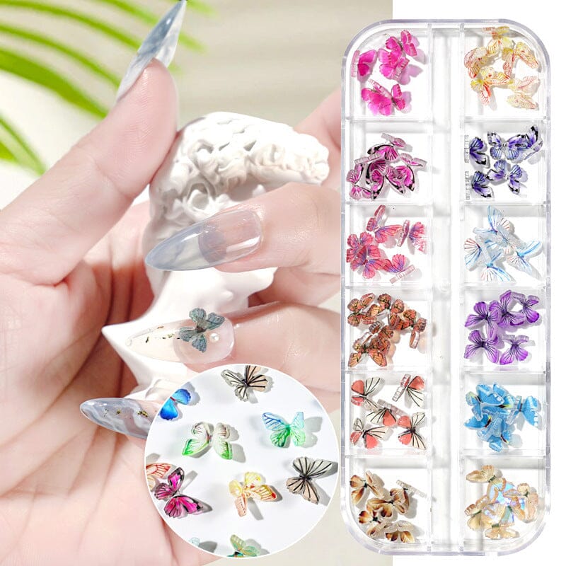 Vibrant Butterfly Nail Art Decals - 3D Nail Stickers for Gel & Acrylic Nails - Perfect for DIY Manicures, Nail Salons & Special Occasions