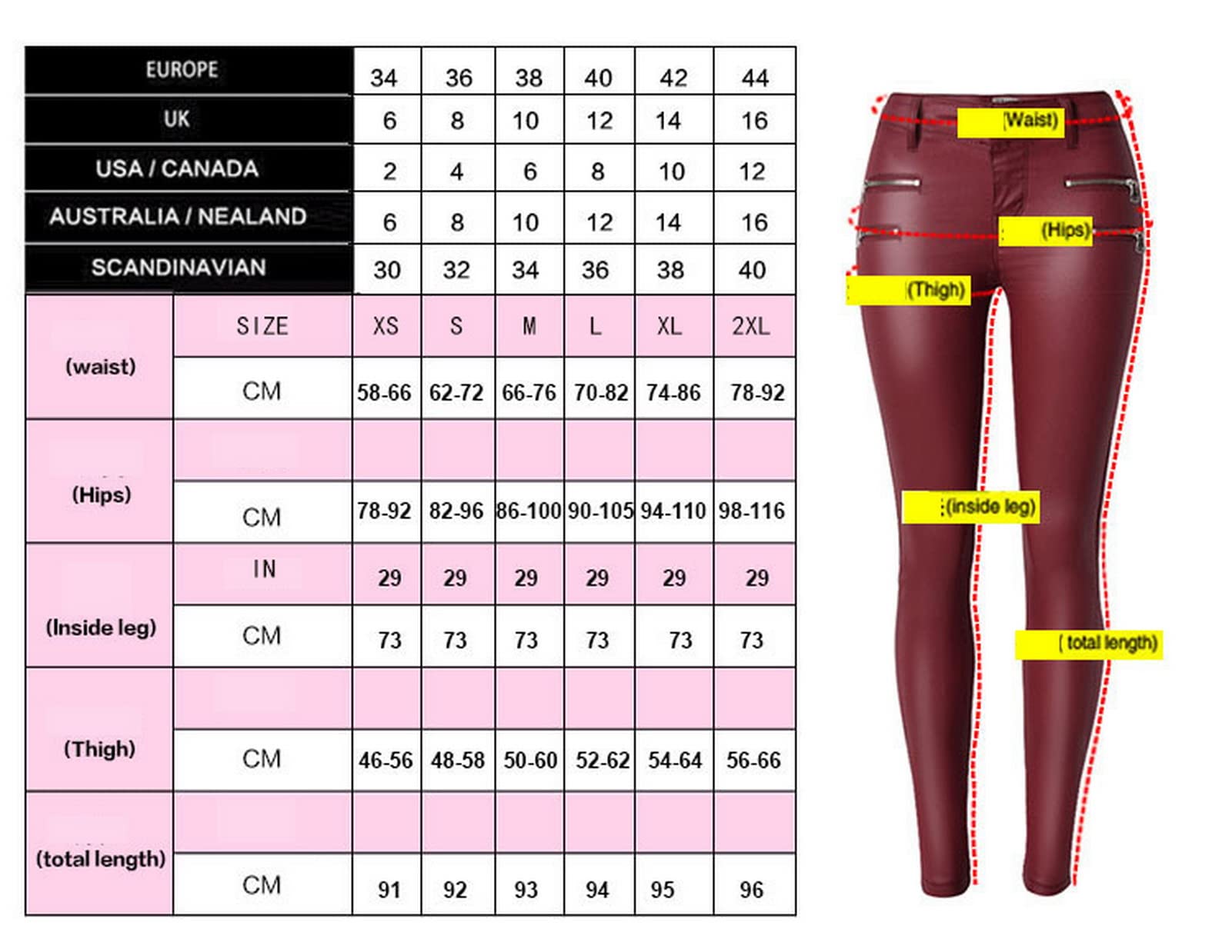 Women's Faux Leather Stretch Skinny Pants - High Waist PU Slim Pencil Pants for Biker & Casual Wear - Perfect for Night Out, Office & Everyday Fashion